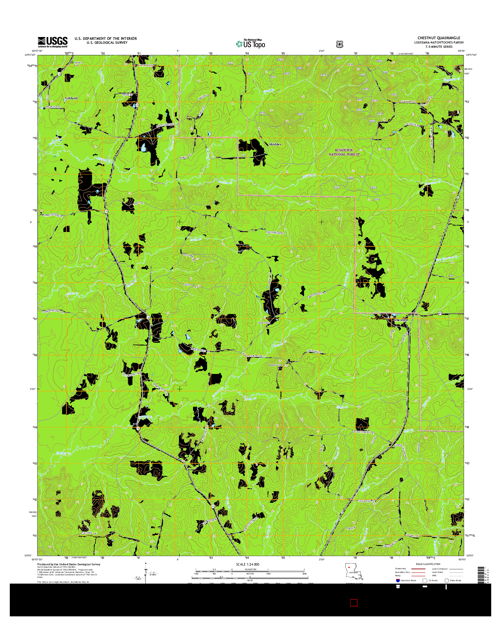 USGS US TOPO 7.5-MINUTE MAP FOR CHESTNUT, LA 2015
