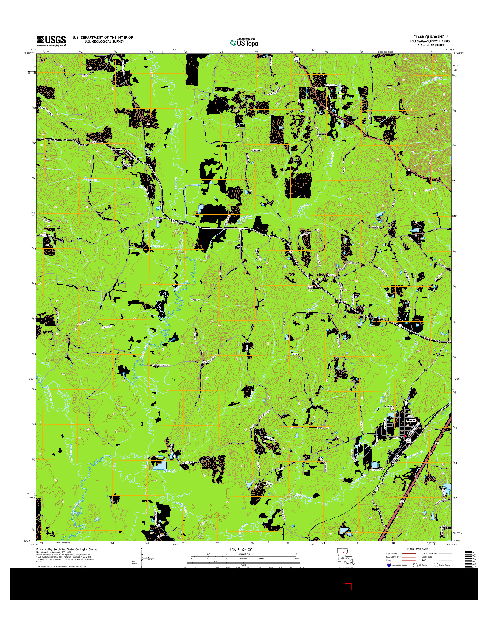 USGS US TOPO 7.5-MINUTE MAP FOR CLARK, LA 2015