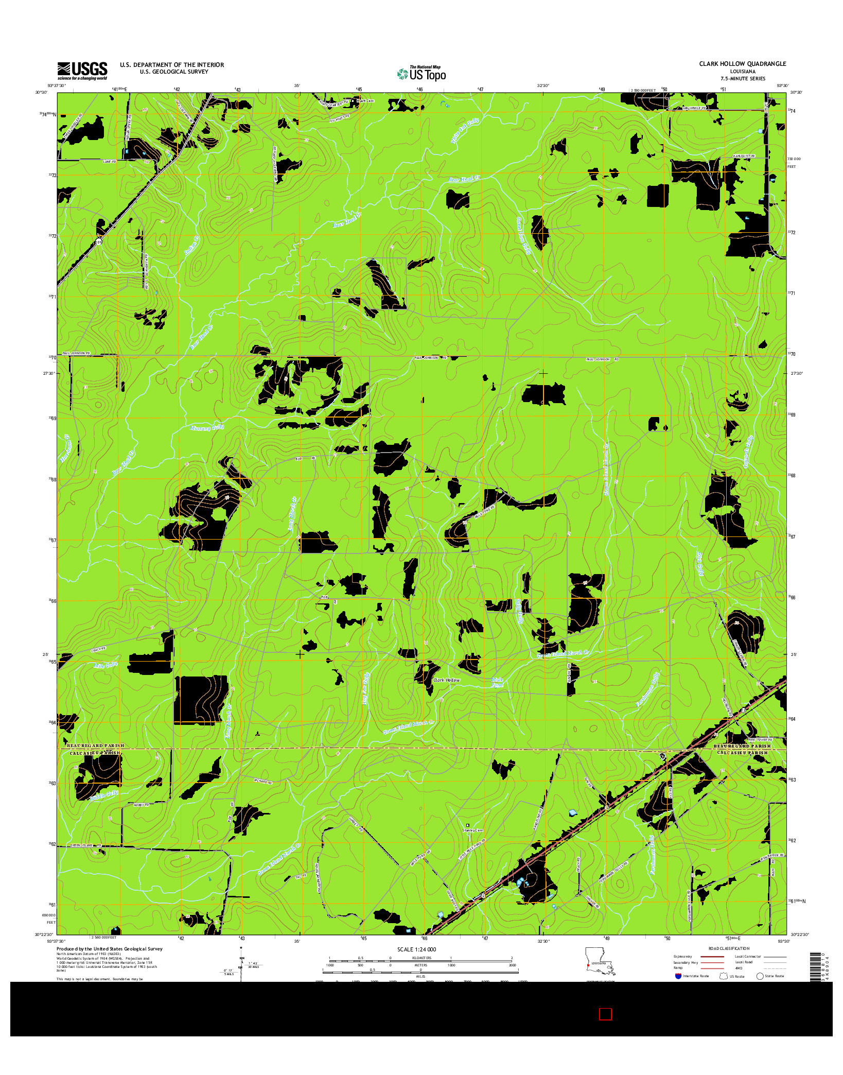 USGS US TOPO 7.5-MINUTE MAP FOR CLARK HOLLOW, LA 2015