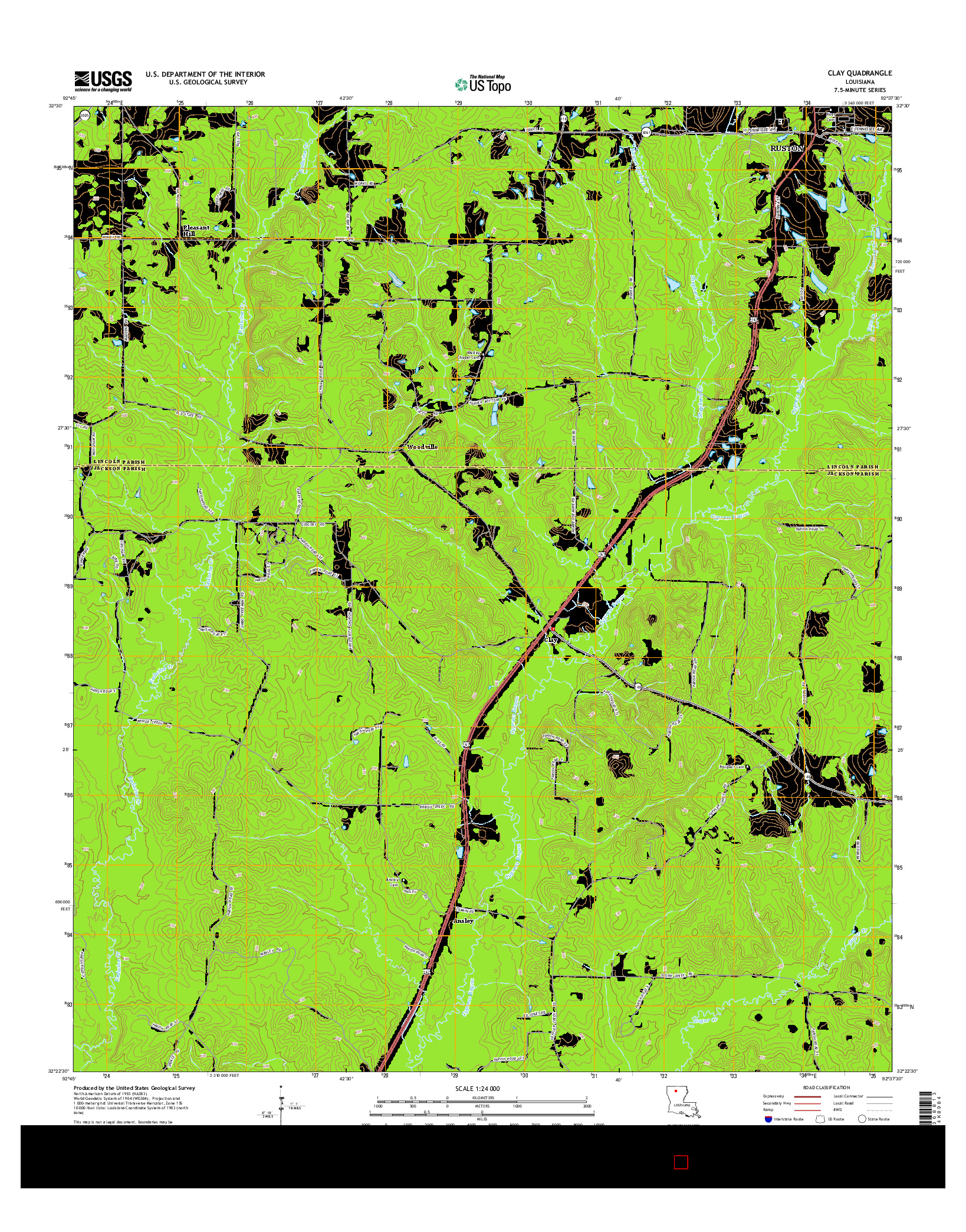 USGS US TOPO 7.5-MINUTE MAP FOR CLAY, LA 2015