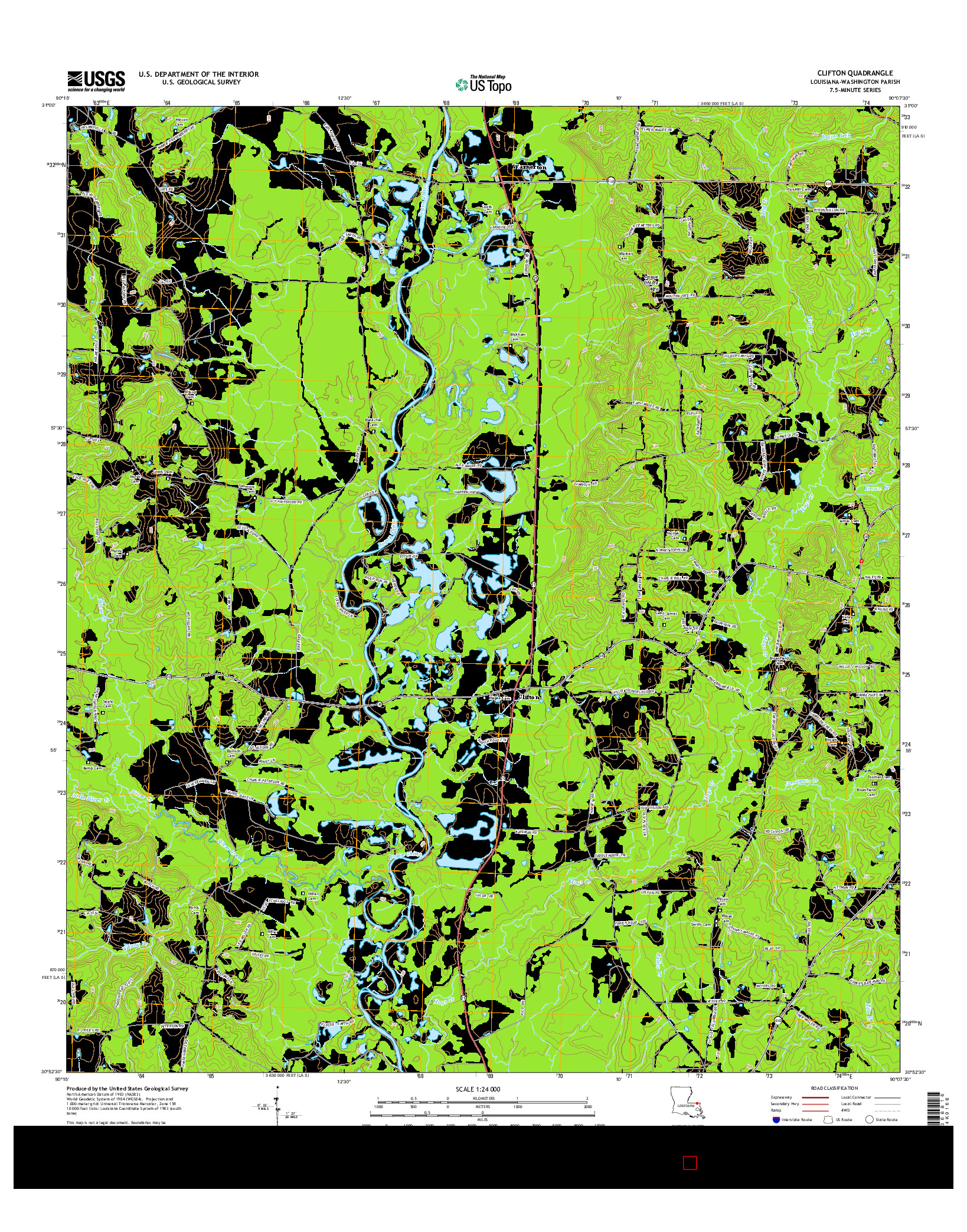 USGS US TOPO 7.5-MINUTE MAP FOR CLIFTON, LA 2015