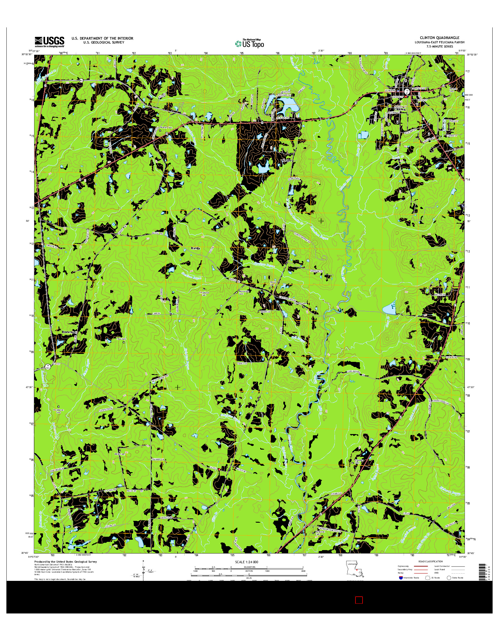 USGS US TOPO 7.5-MINUTE MAP FOR CLINTON, LA 2015