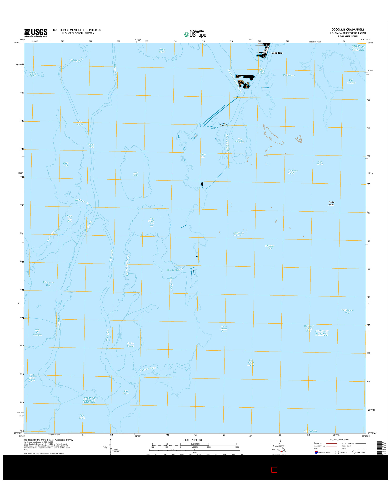 USGS US TOPO 7.5-MINUTE MAP FOR COCODRIE, LA 2015