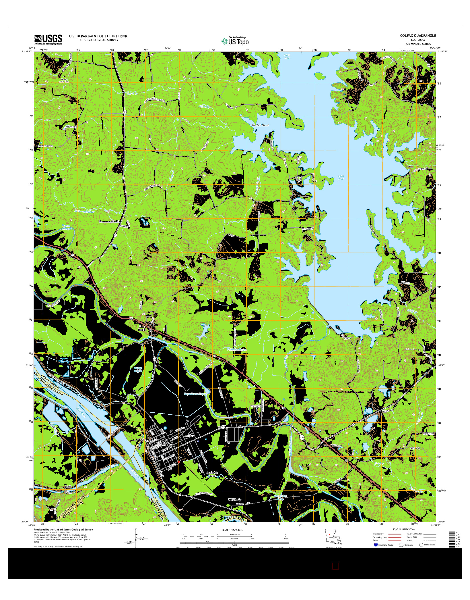 USGS US TOPO 7.5-MINUTE MAP FOR COLFAX, LA 2015