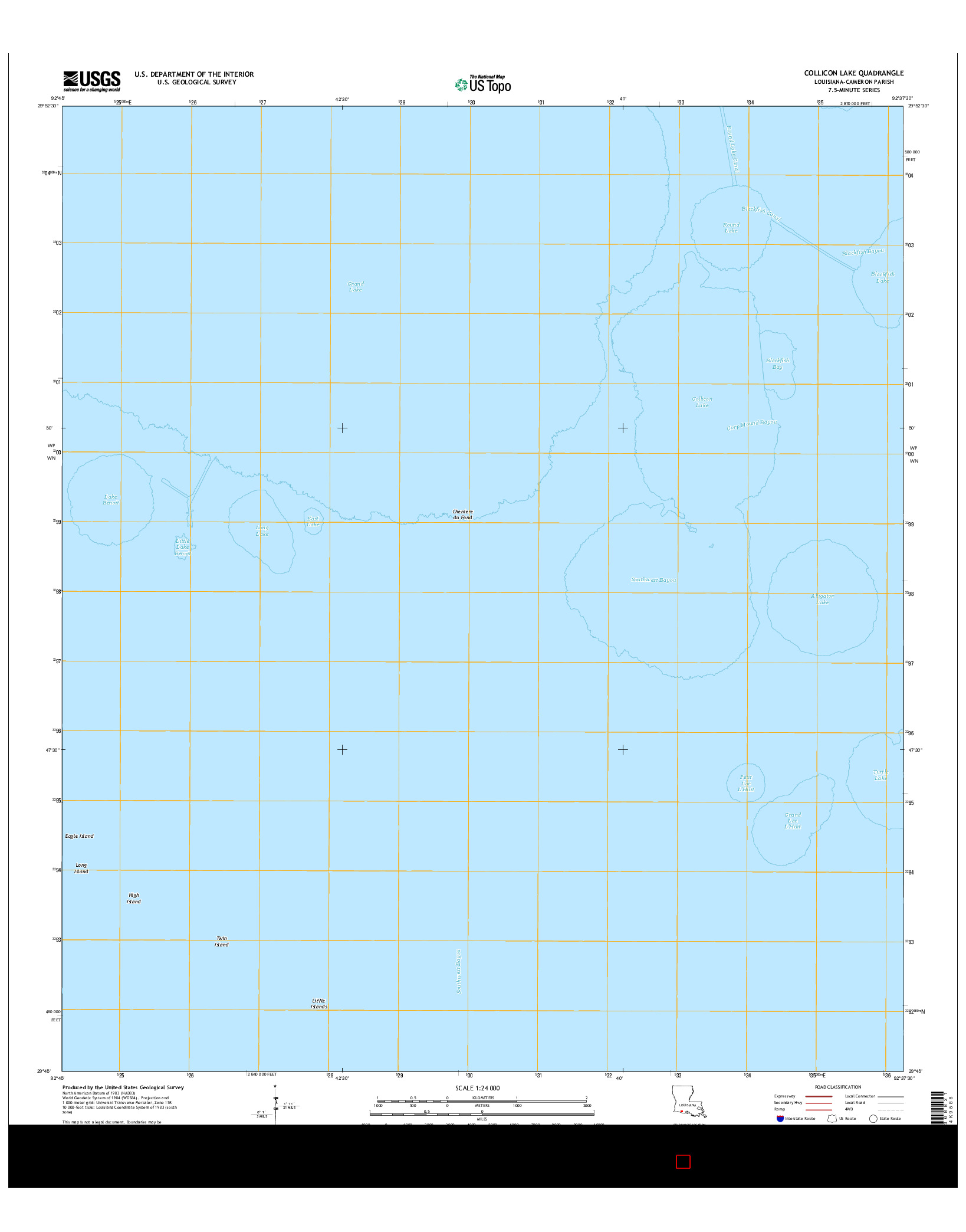 USGS US TOPO 7.5-MINUTE MAP FOR COLLICON LAKE, LA 2015