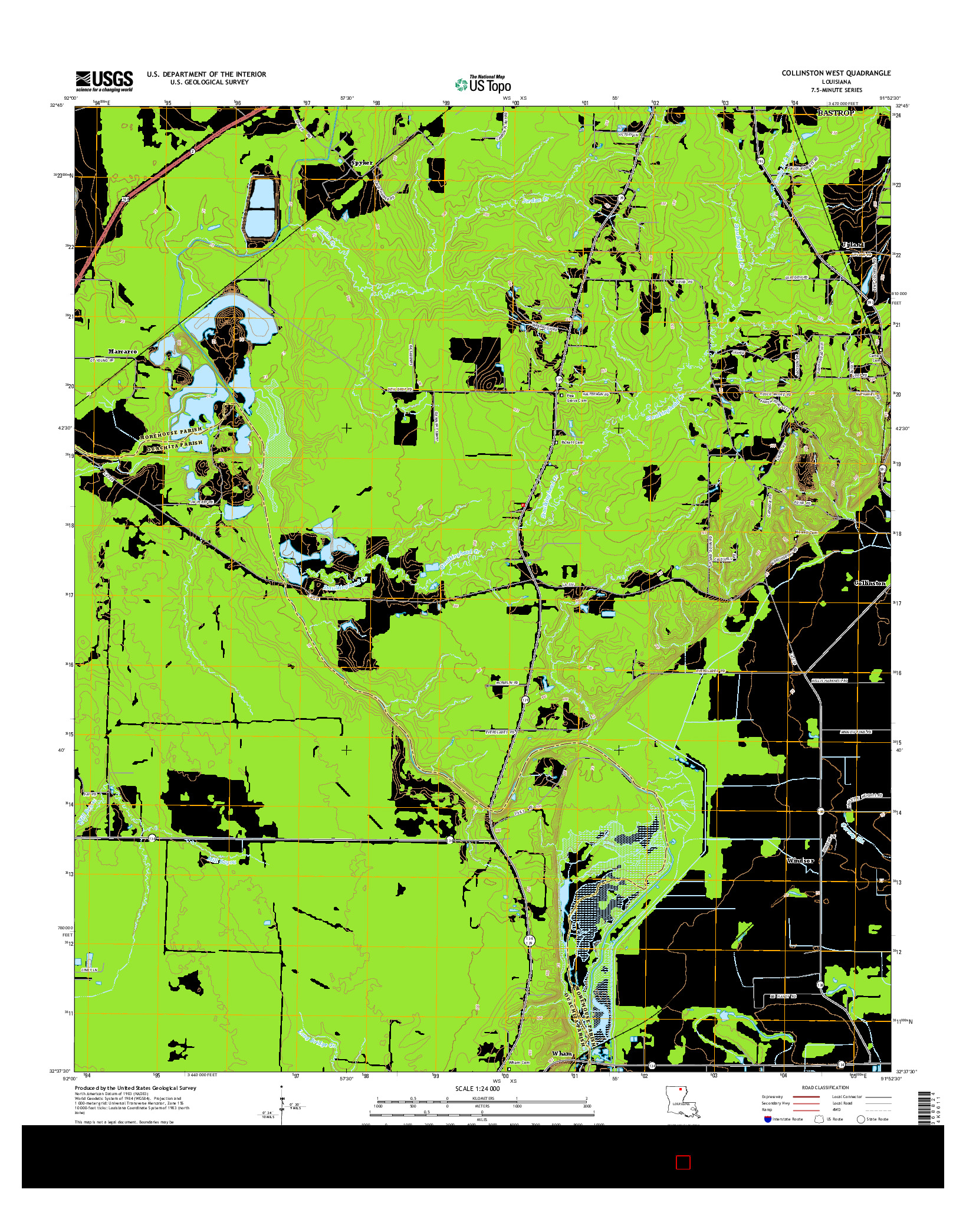 USGS US TOPO 7.5-MINUTE MAP FOR COLLINSTON WEST, LA 2015