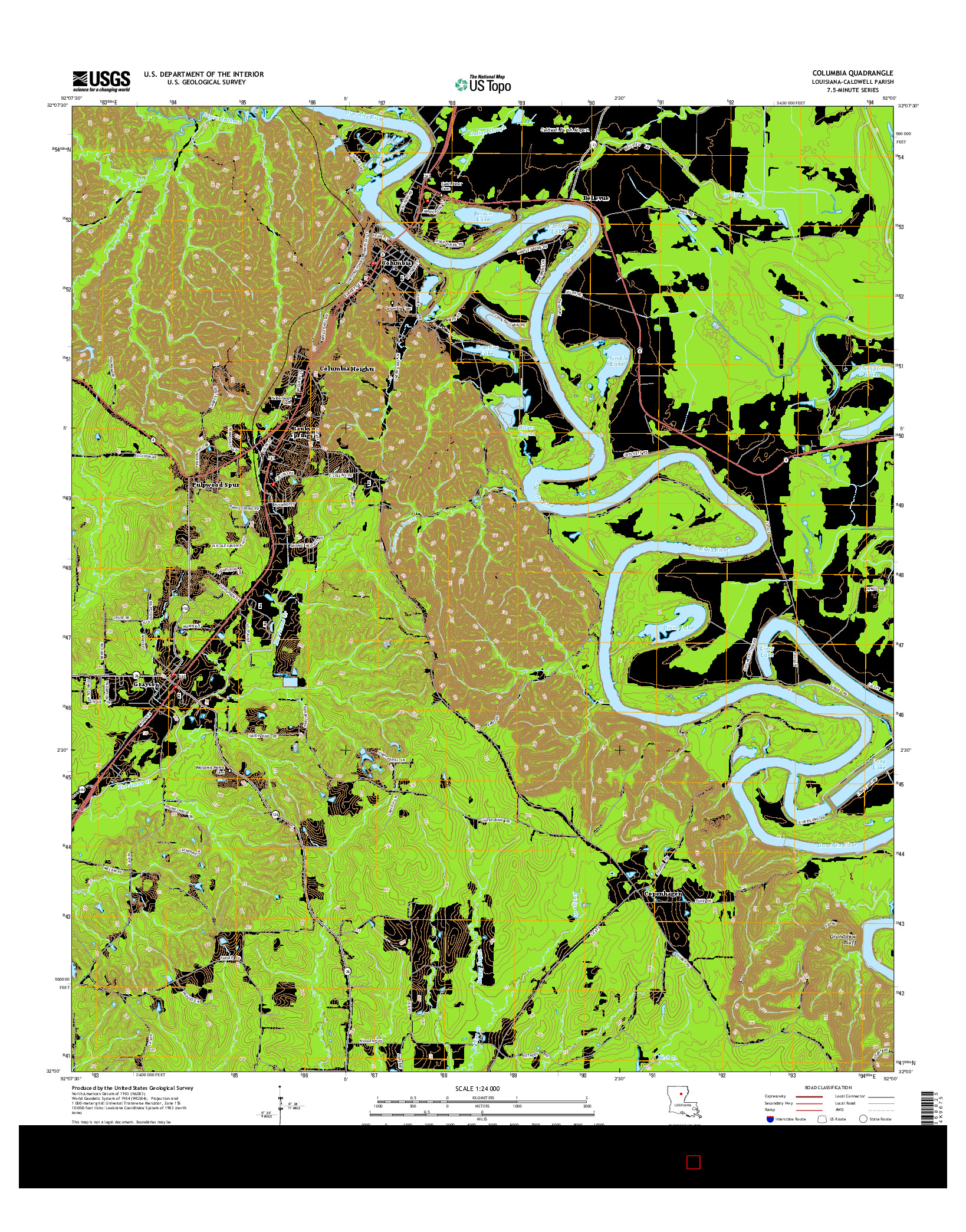 USGS US TOPO 7.5-MINUTE MAP FOR COLUMBIA, LA 2015