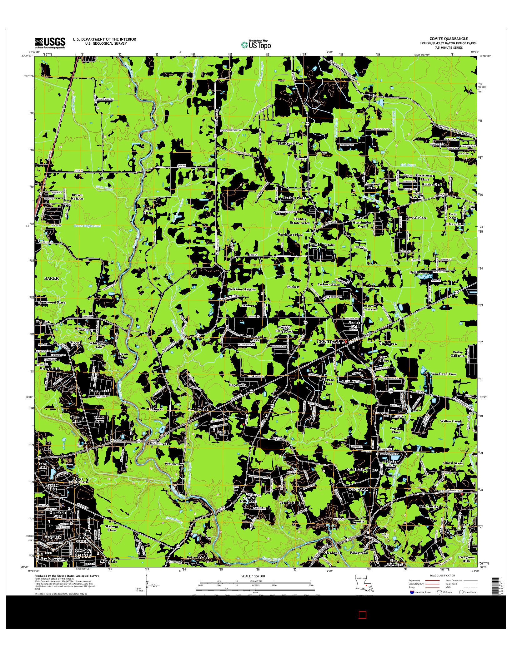 USGS US TOPO 7.5-MINUTE MAP FOR COMITE, LA 2015