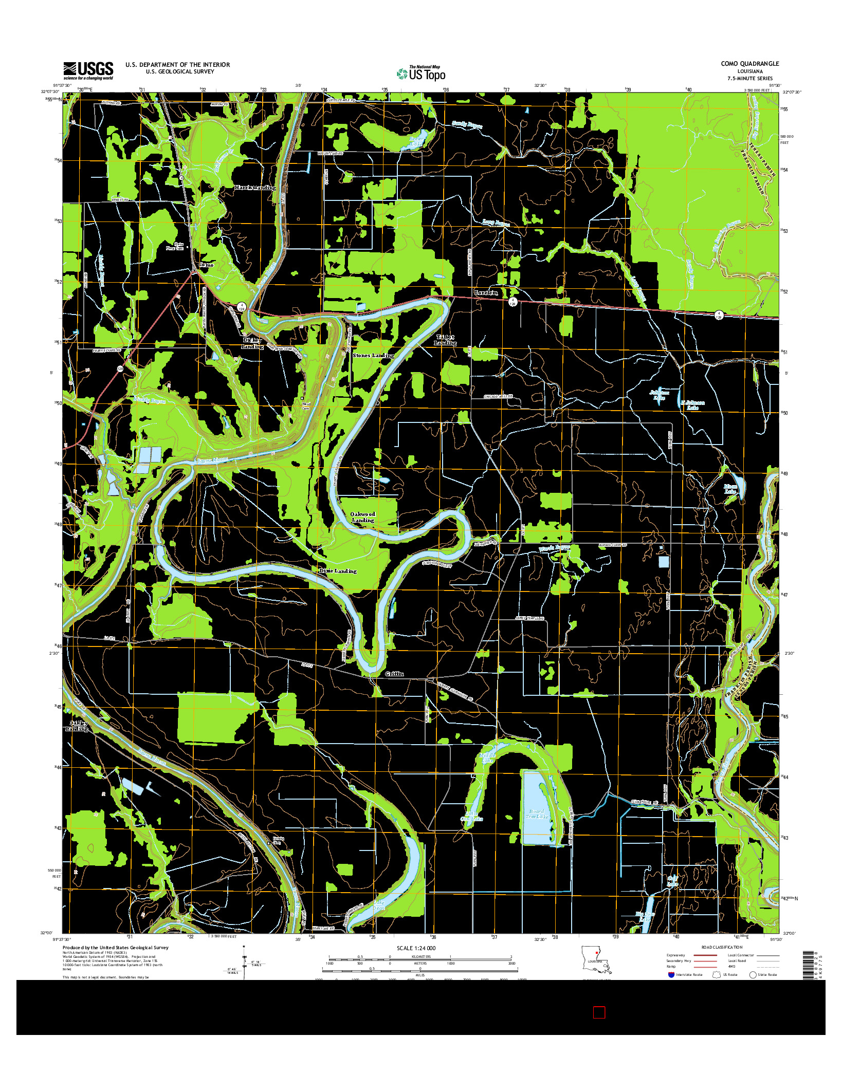 USGS US TOPO 7.5-MINUTE MAP FOR COMO, LA 2015