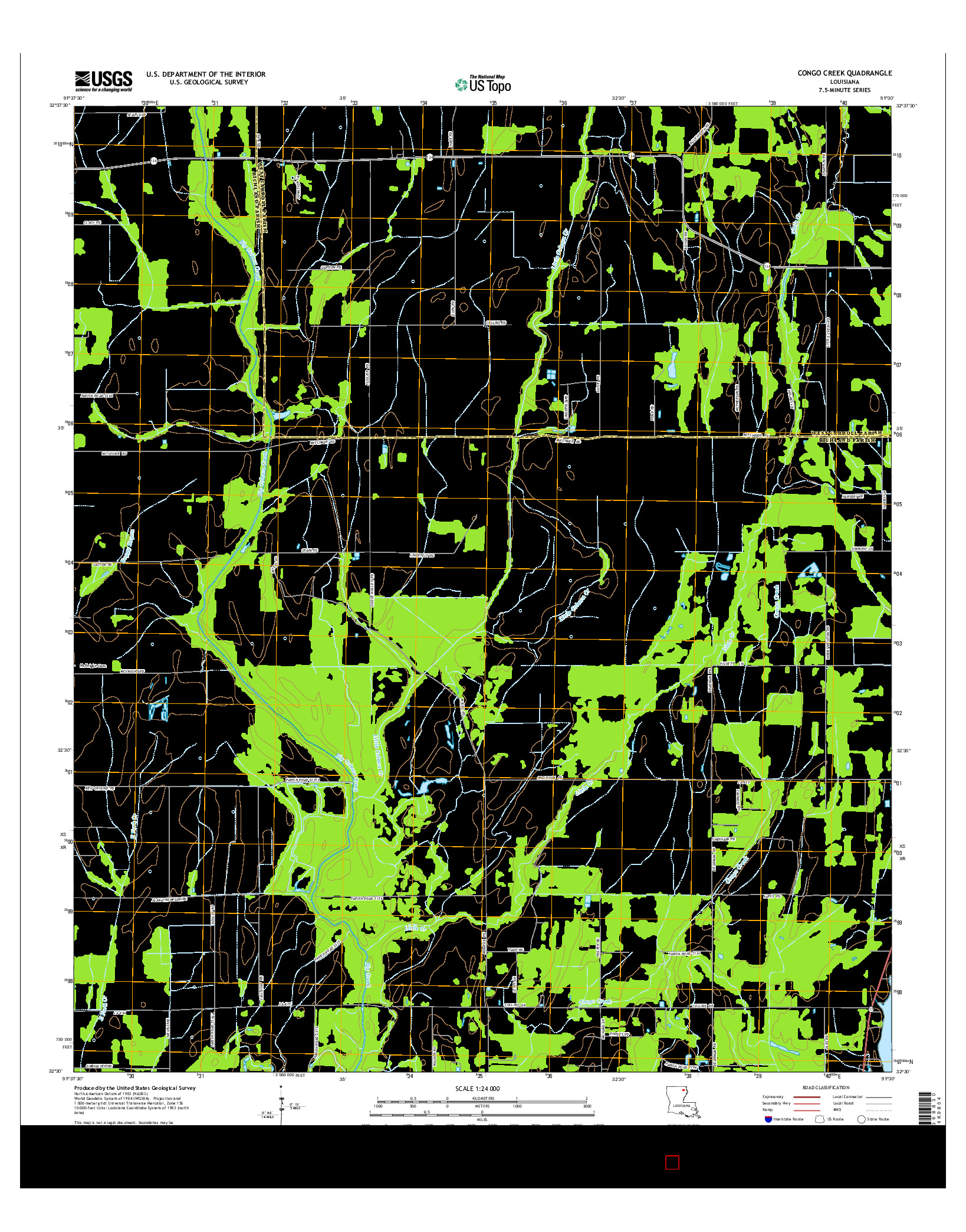 USGS US TOPO 7.5-MINUTE MAP FOR CONGO CREEK, LA 2015