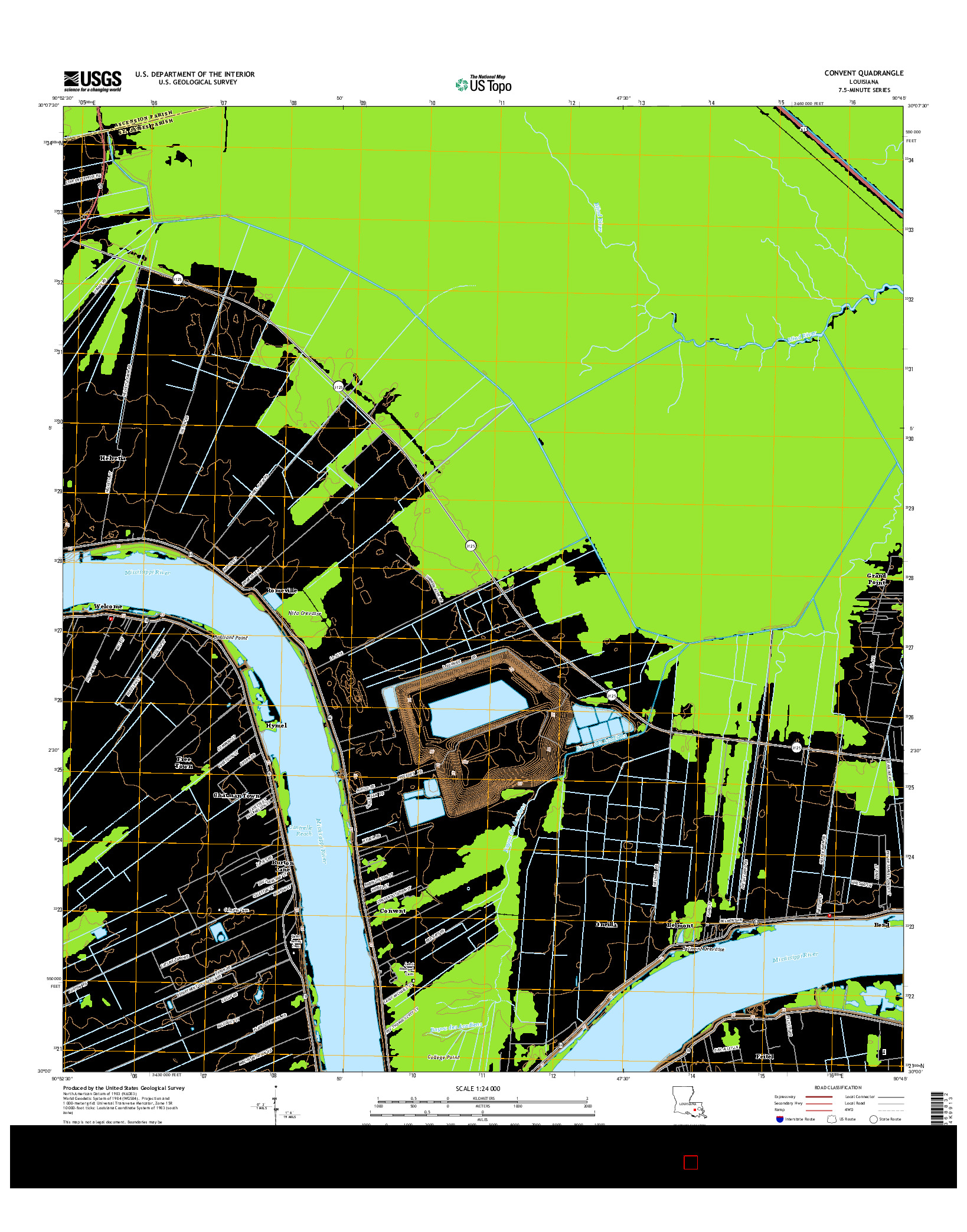 USGS US TOPO 7.5-MINUTE MAP FOR CONVENT, LA 2015