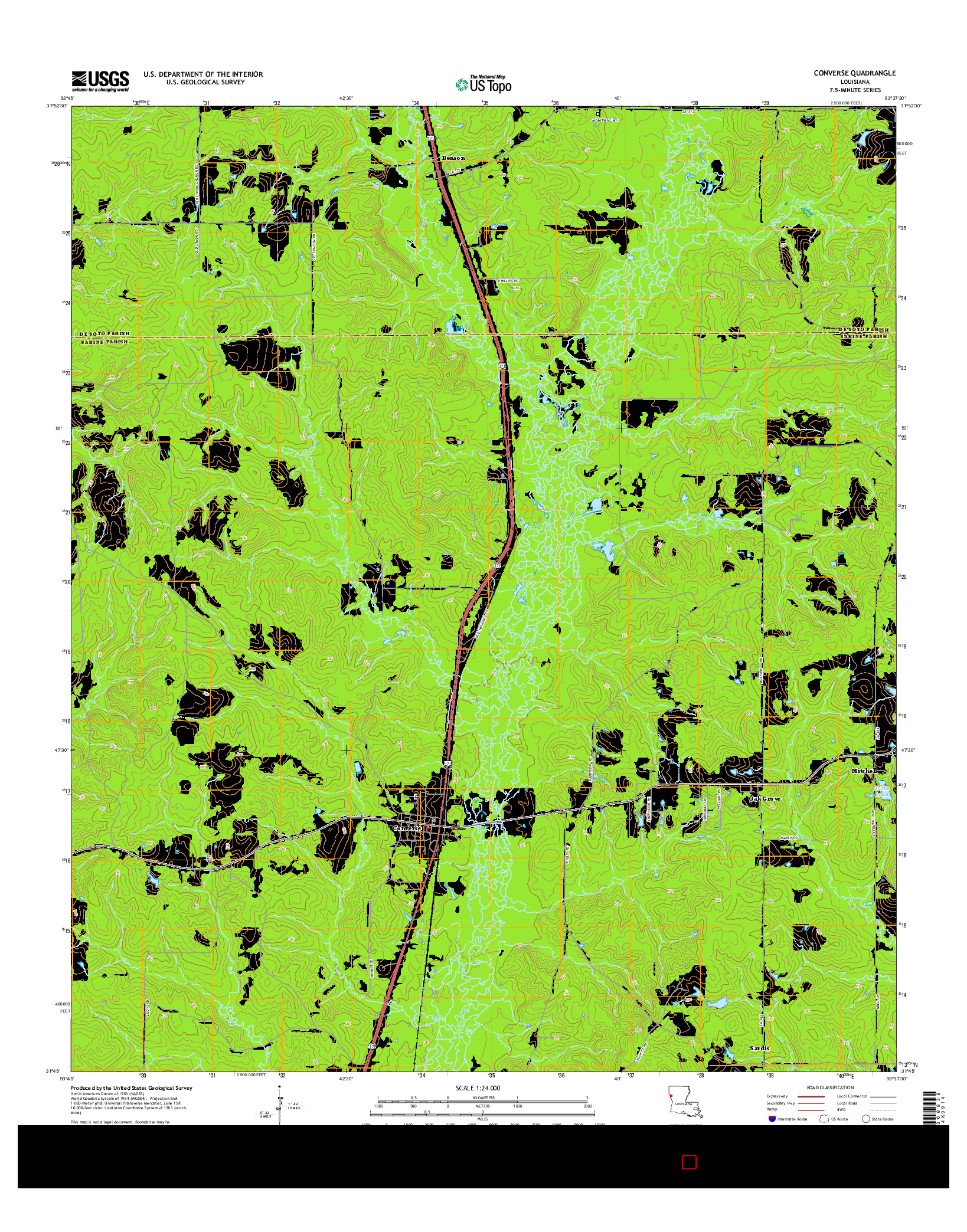 USGS US TOPO 7.5-MINUTE MAP FOR CONVERSE, LA 2015