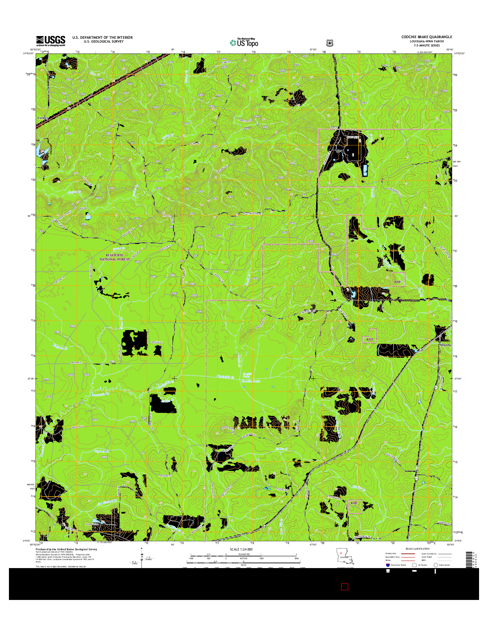 USGS US TOPO 7.5-MINUTE MAP FOR COOCHIE BRAKE, LA 2015
