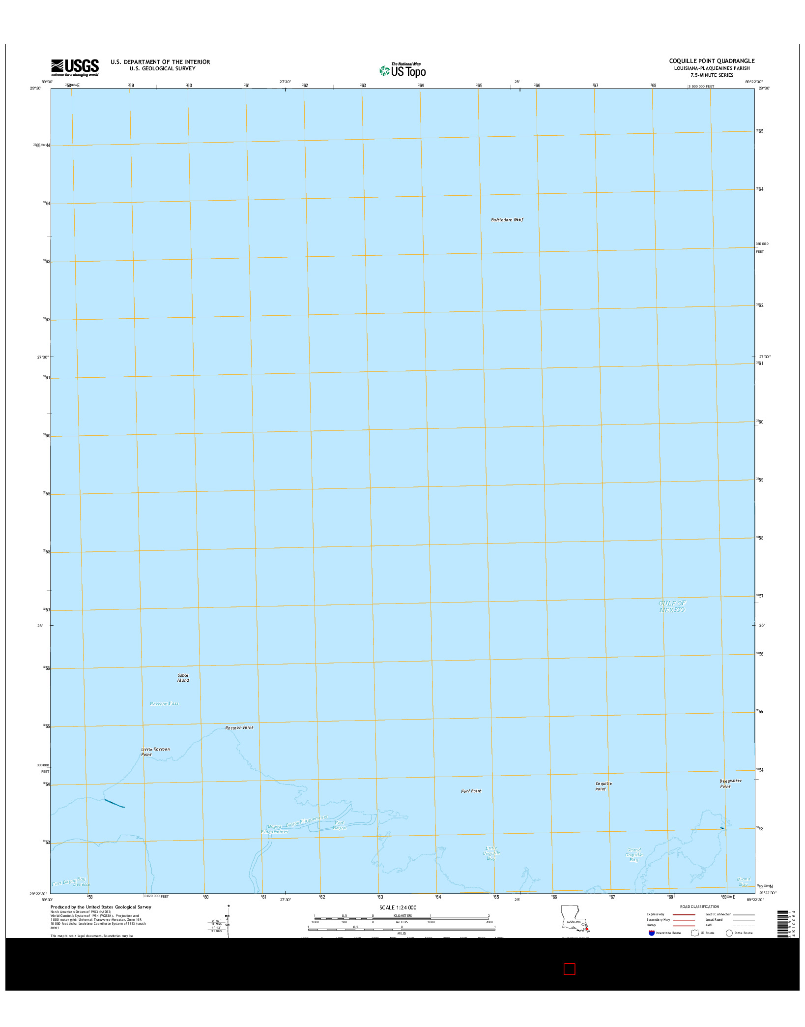 USGS US TOPO 7.5-MINUTE MAP FOR COQUILLE POINT, LA 2015