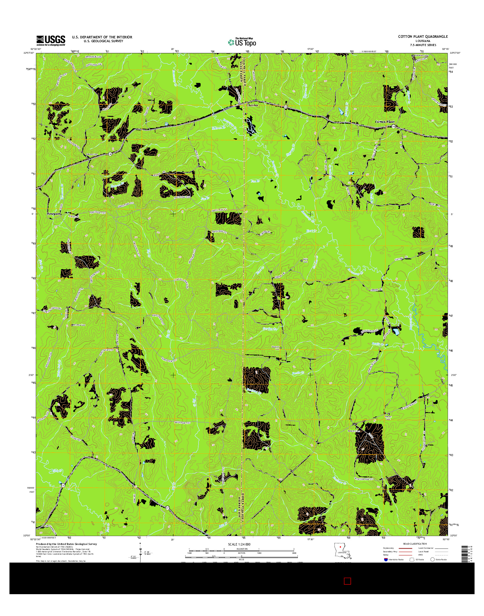 USGS US TOPO 7.5-MINUTE MAP FOR COTTON PLANT, LA 2015