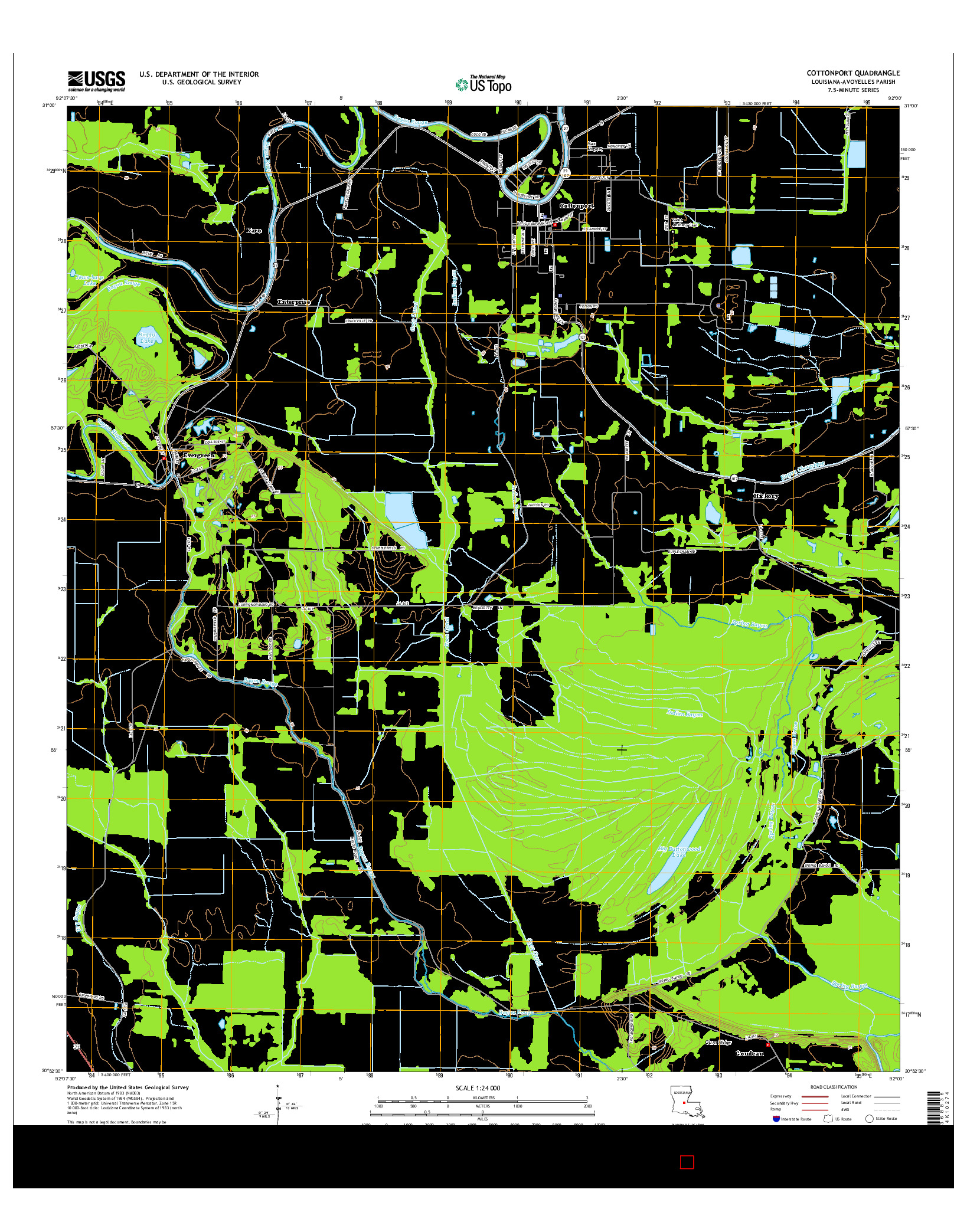 USGS US TOPO 7.5-MINUTE MAP FOR COTTONPORT, LA 2015
