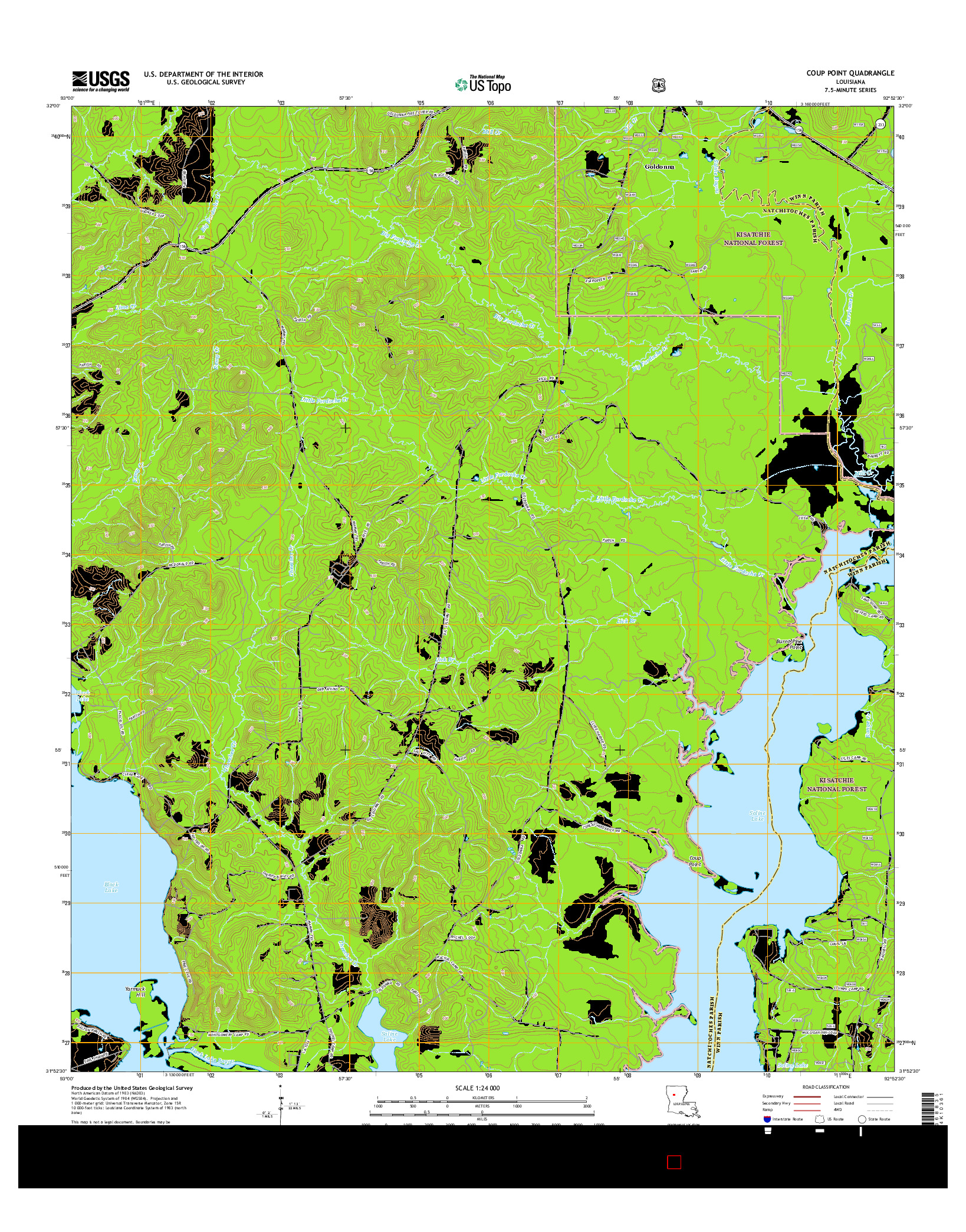 USGS US TOPO 7.5-MINUTE MAP FOR COUP POINT, LA 2015