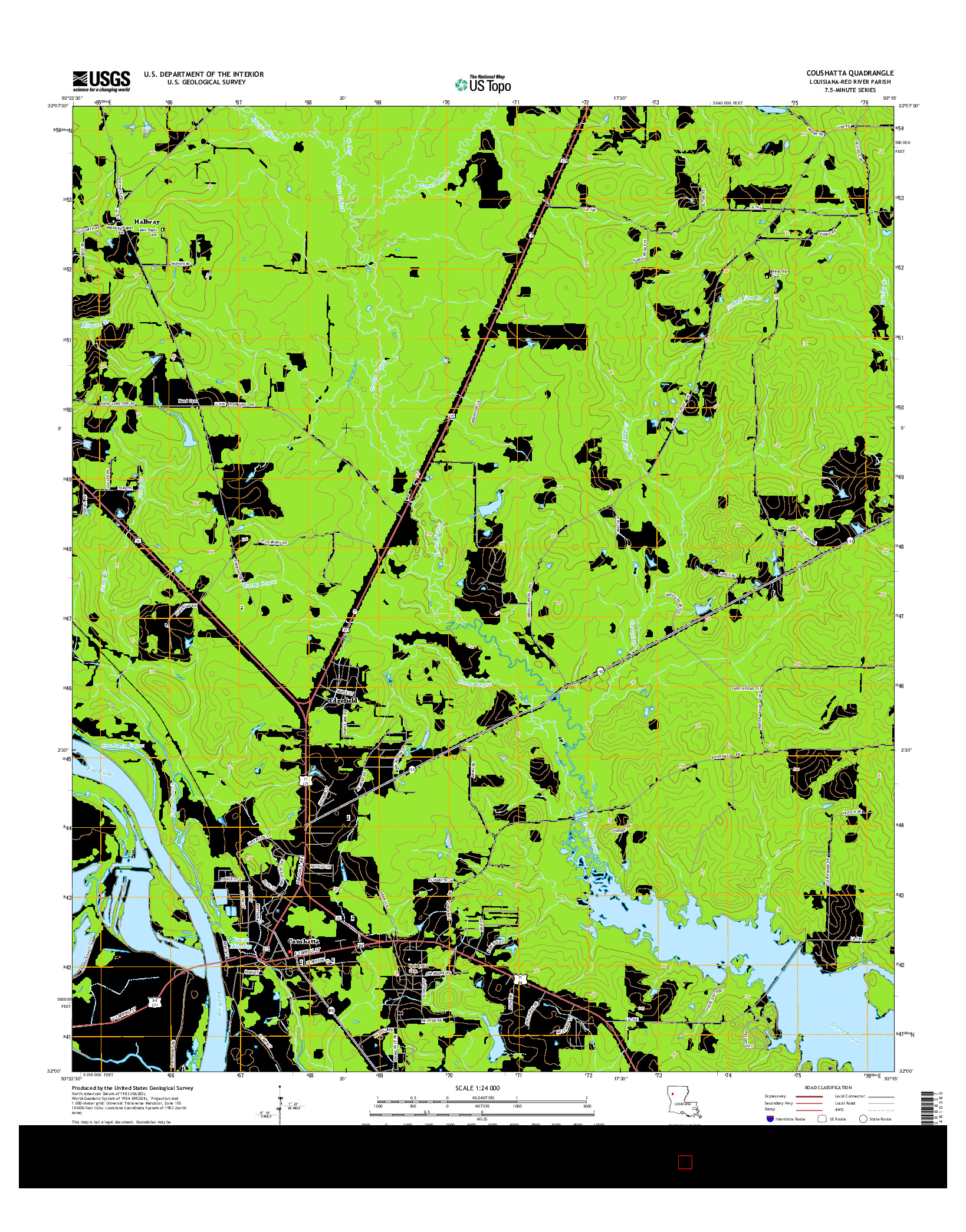 USGS US TOPO 7.5-MINUTE MAP FOR COUSHATTA, LA 2015