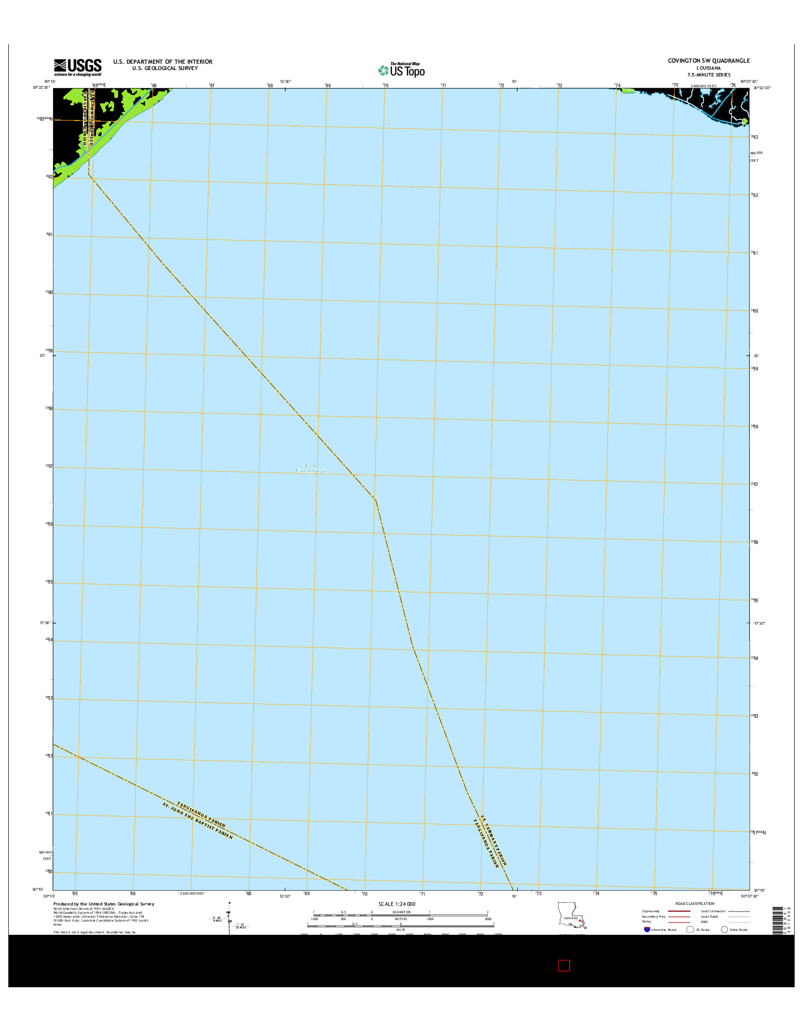 USGS US TOPO 7.5-MINUTE MAP FOR COVINGTON SW, LA 2015