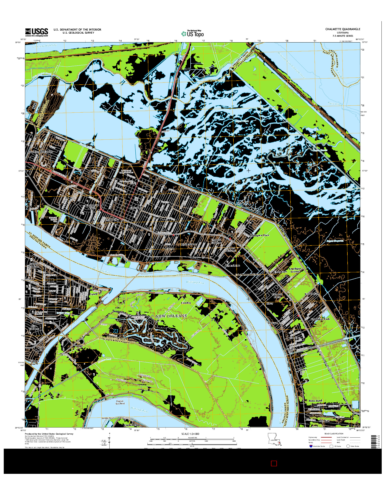 USGS US TOPO 7.5-MINUTE MAP FOR CHALMETTE, LA 2015