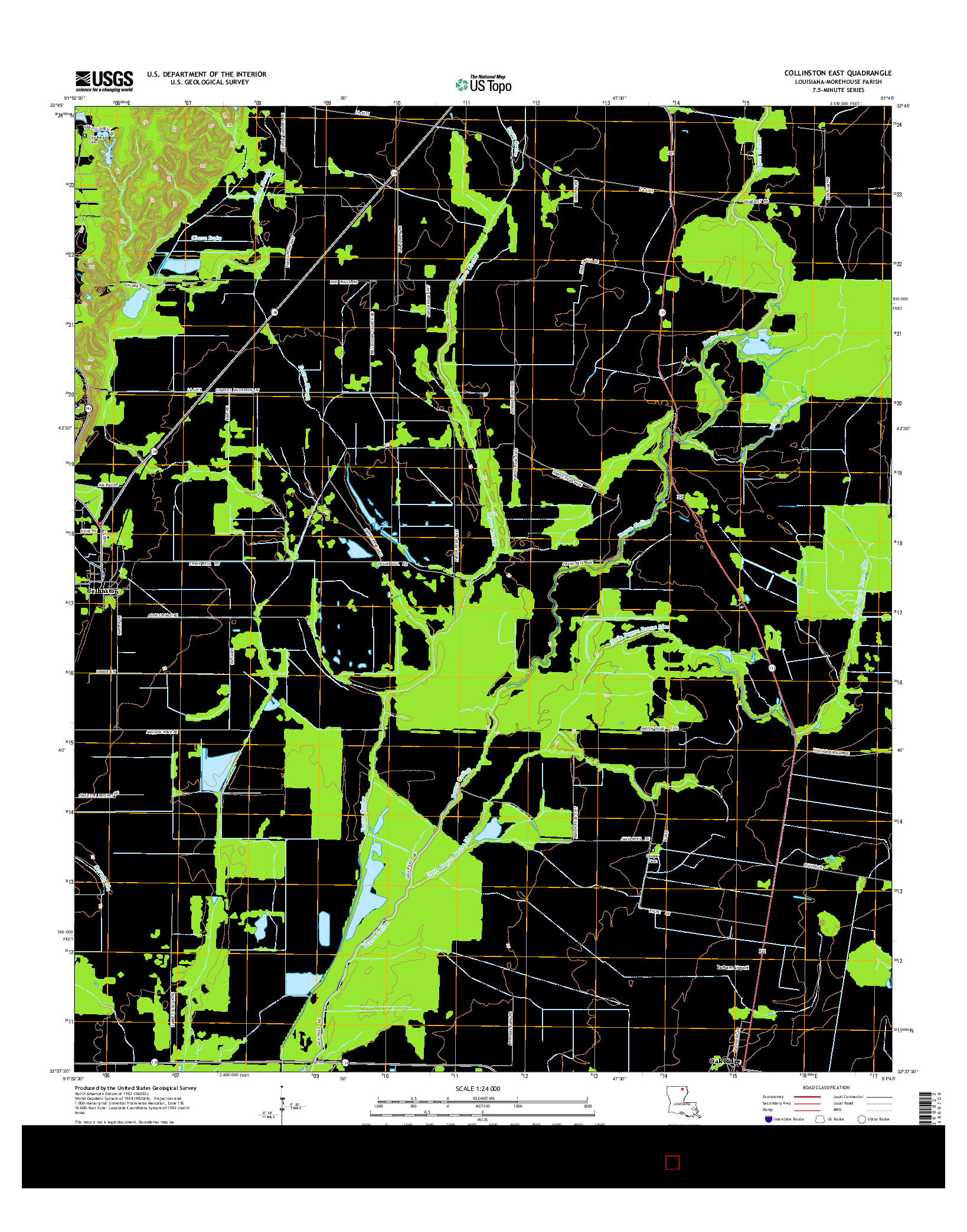 USGS US TOPO 7.5-MINUTE MAP FOR COLLINSTON EAST, LA 2015