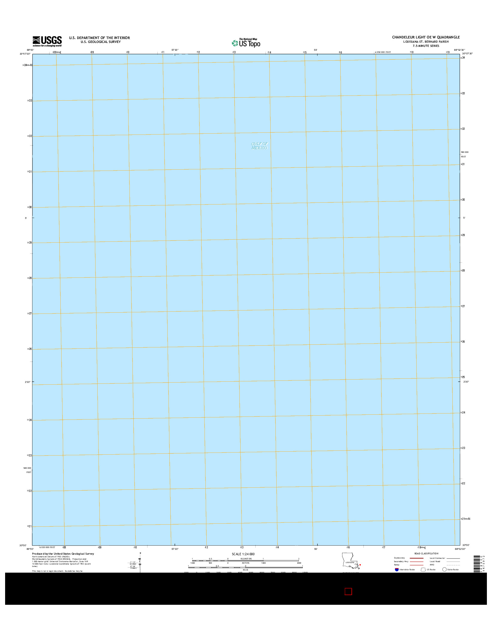 USGS US TOPO 7.5-MINUTE MAP FOR CHANDELEUR LIGHT OE W, LA 2015