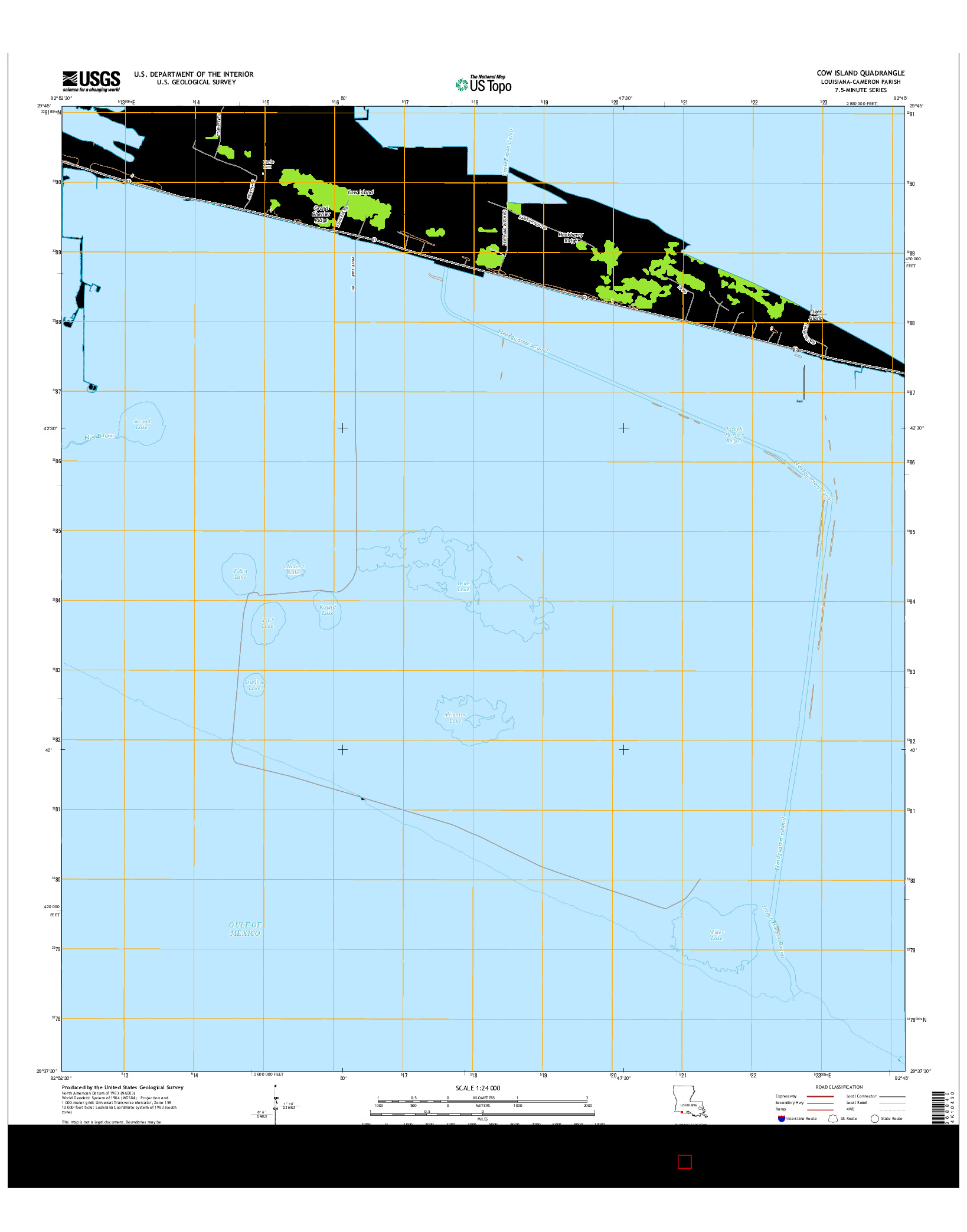 USGS US TOPO 7.5-MINUTE MAP FOR COW ISLAND, LA 2015