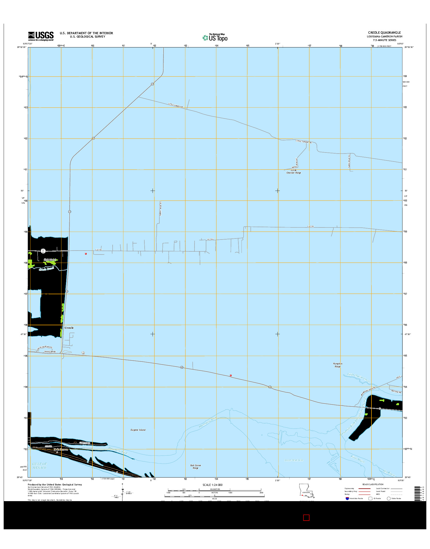 USGS US TOPO 7.5-MINUTE MAP FOR CREOLE, LA 2015
