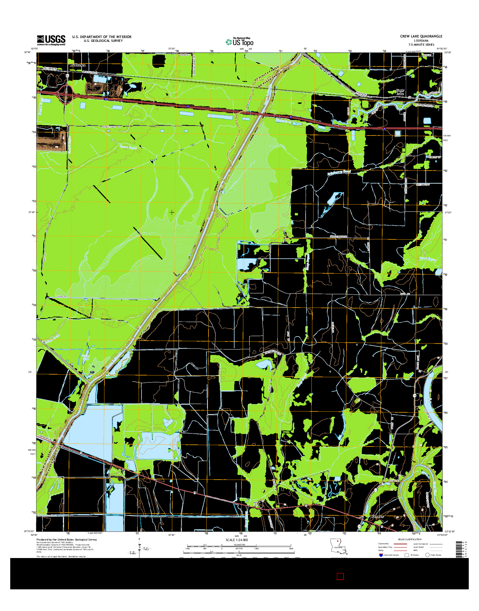 USGS US TOPO 7.5-MINUTE MAP FOR CREW LAKE, LA 2015
