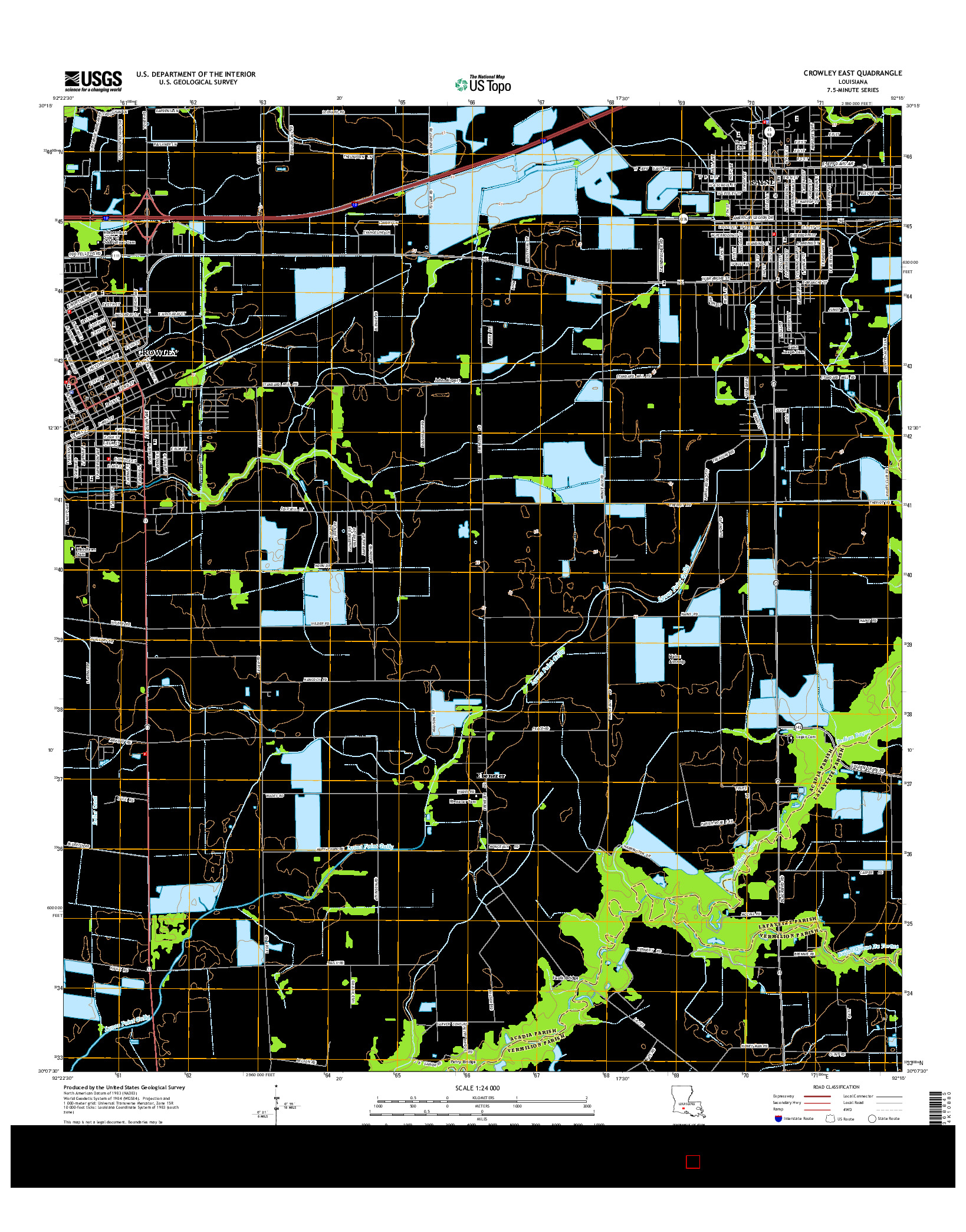 USGS US TOPO 7.5-MINUTE MAP FOR CROWLEY EAST, LA 2015