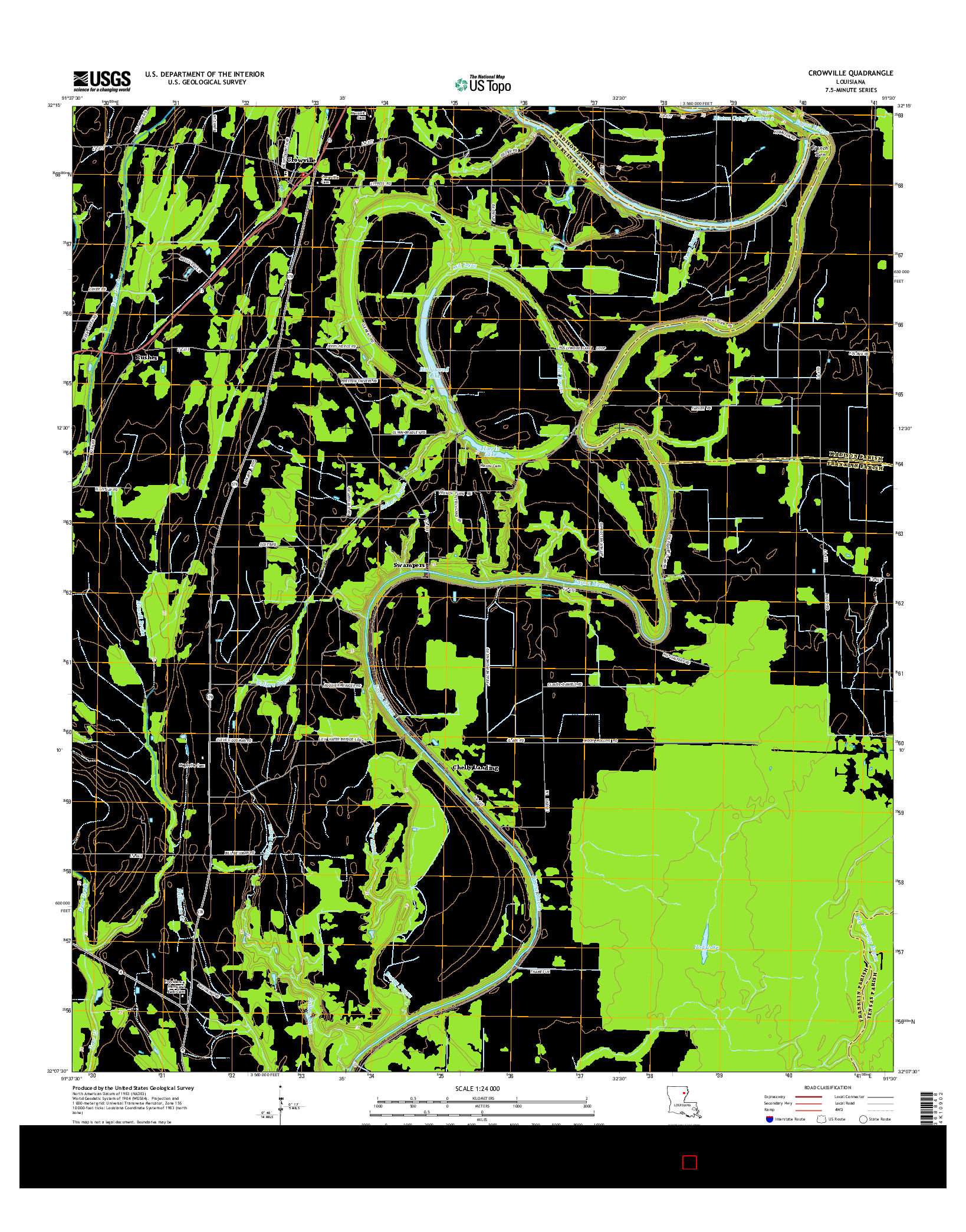 USGS US TOPO 7.5-MINUTE MAP FOR CROWVILLE, LA 2015