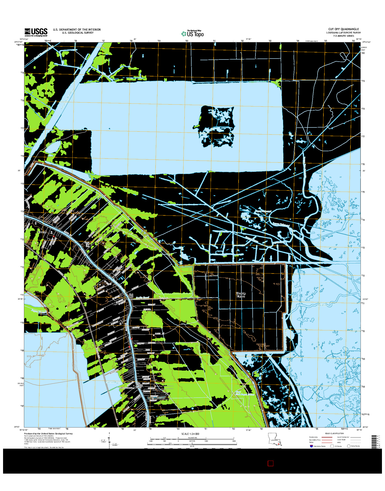 USGS US TOPO 7.5-MINUTE MAP FOR CUT OFF, LA 2015