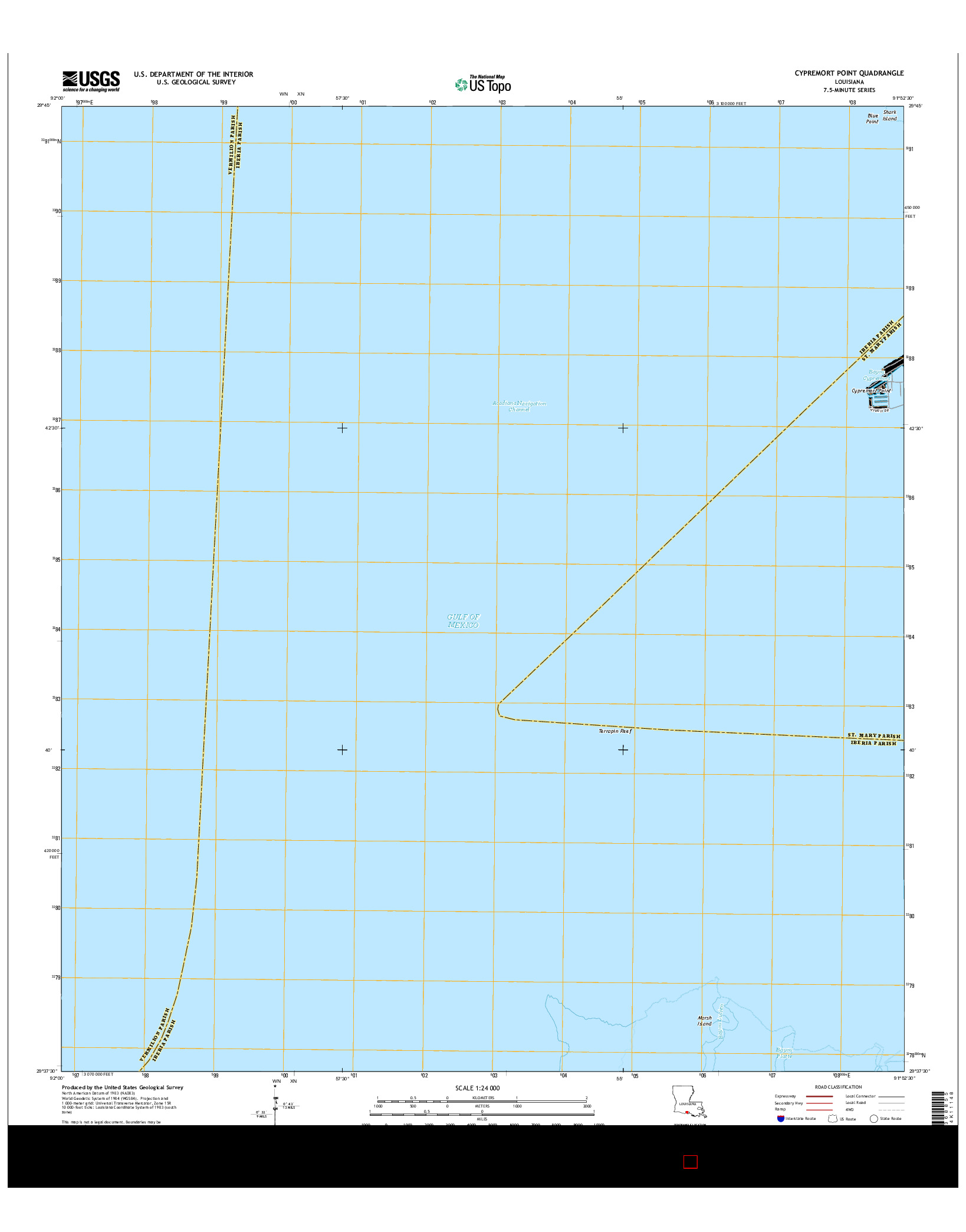 USGS US TOPO 7.5-MINUTE MAP FOR CYPREMORT POINT, LA 2015