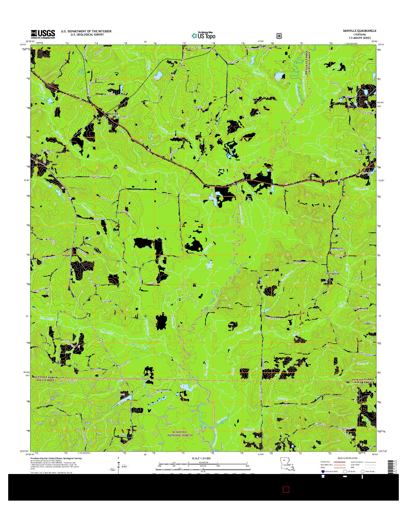 USGS US TOPO 7.5-MINUTE MAP FOR DANVILLE, LA 2015