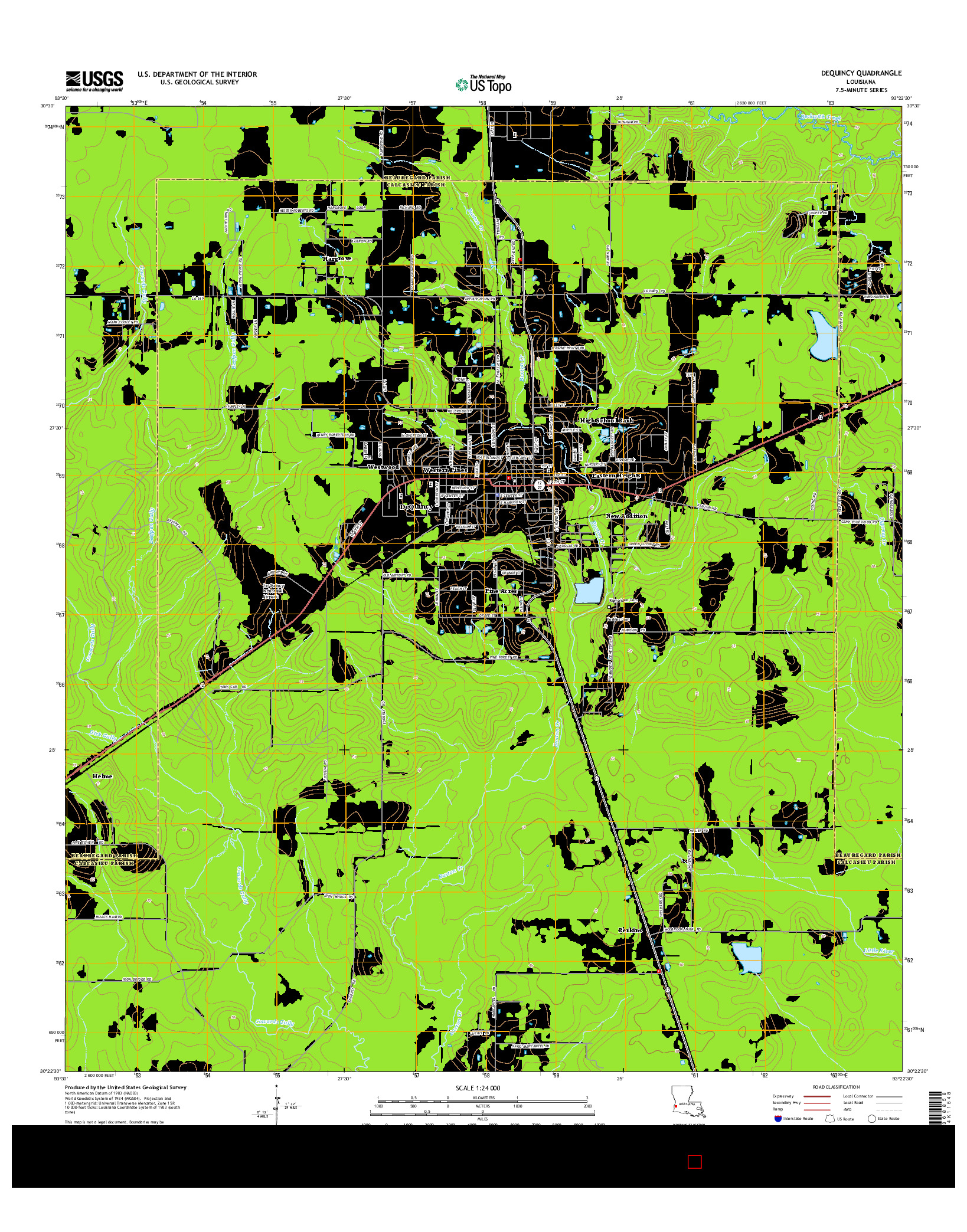 USGS US TOPO 7.5-MINUTE MAP FOR DEQUINCY, LA 2015