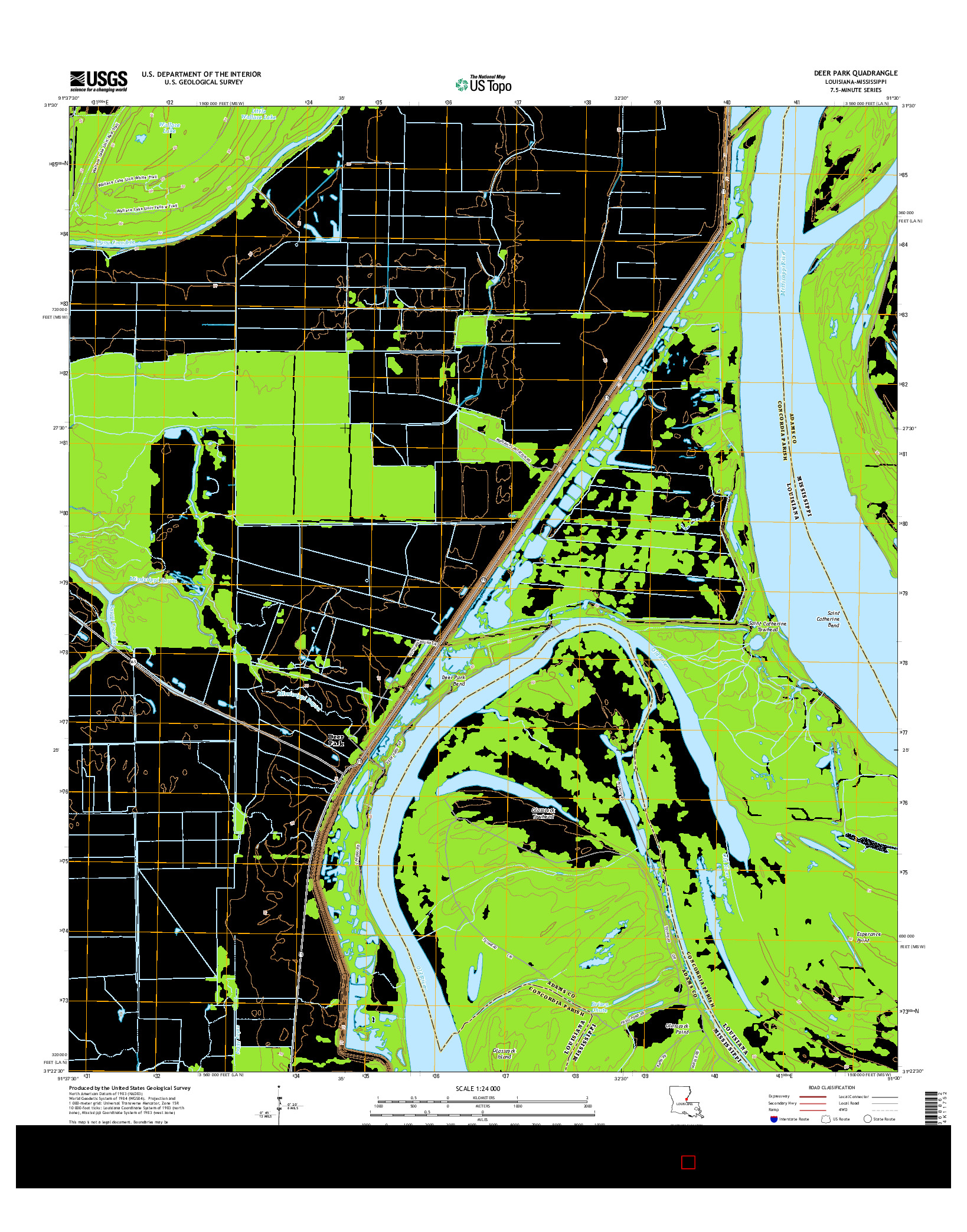 USGS US TOPO 7.5-MINUTE MAP FOR DEER PARK, LA-MS 2015