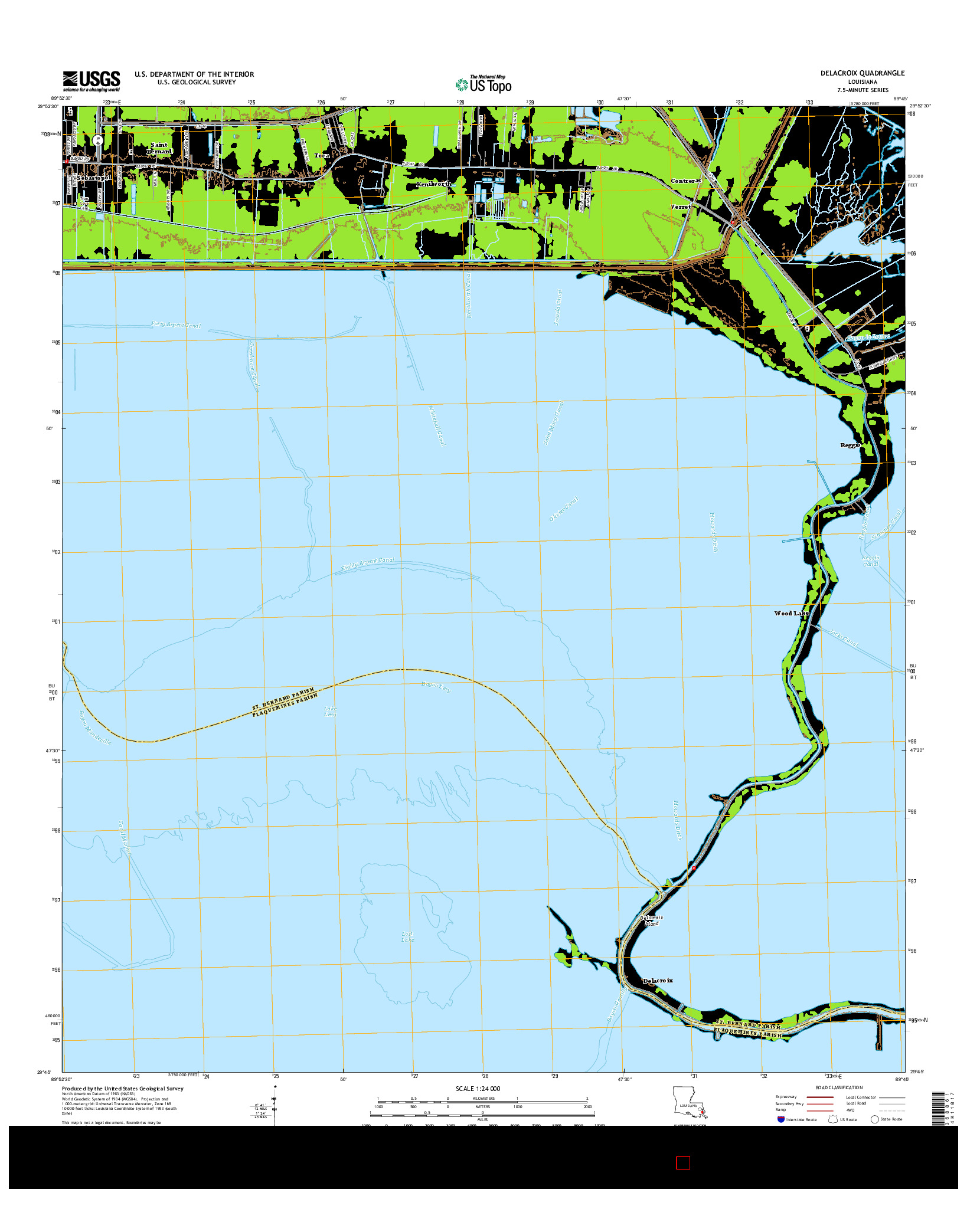 USGS US TOPO 7.5-MINUTE MAP FOR DELACROIX, LA 2015