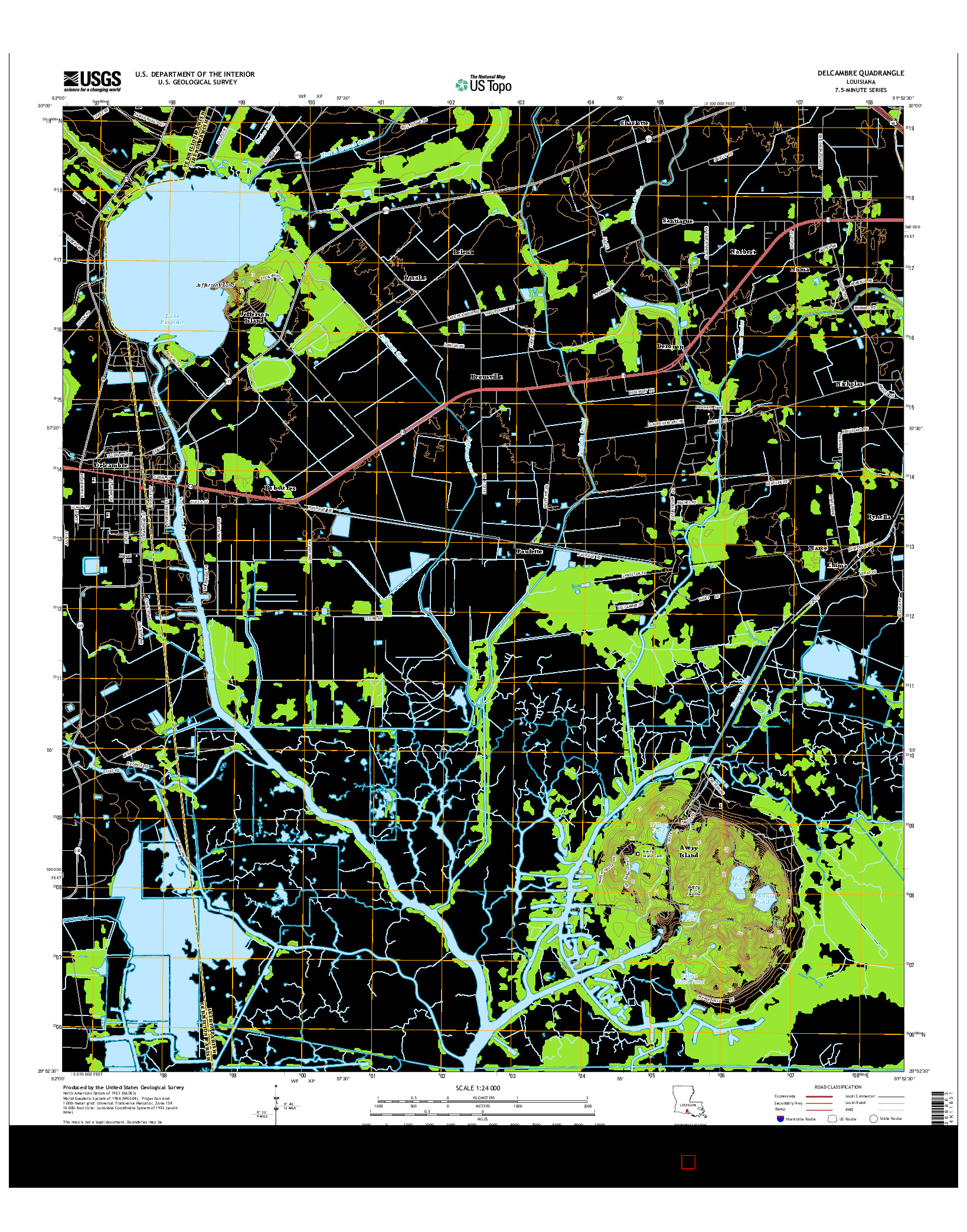 USGS US TOPO 7.5-MINUTE MAP FOR DELCAMBRE, LA 2015