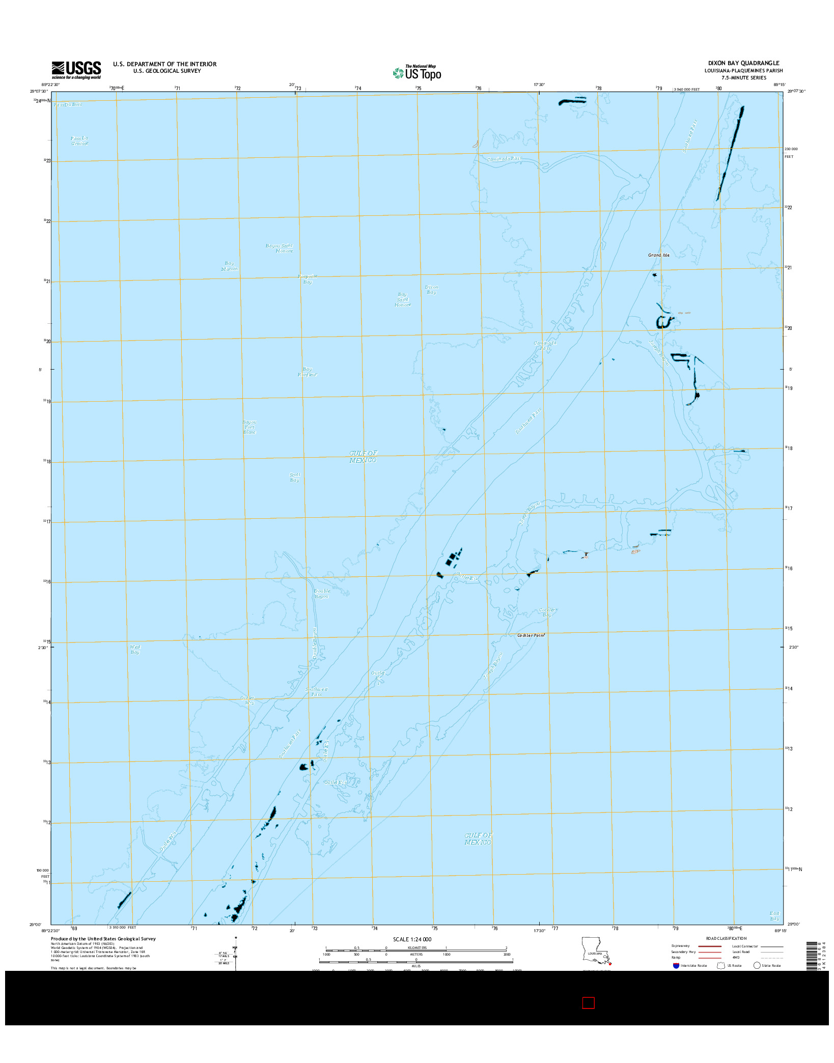 USGS US TOPO 7.5-MINUTE MAP FOR DIXON BAY, LA 2015