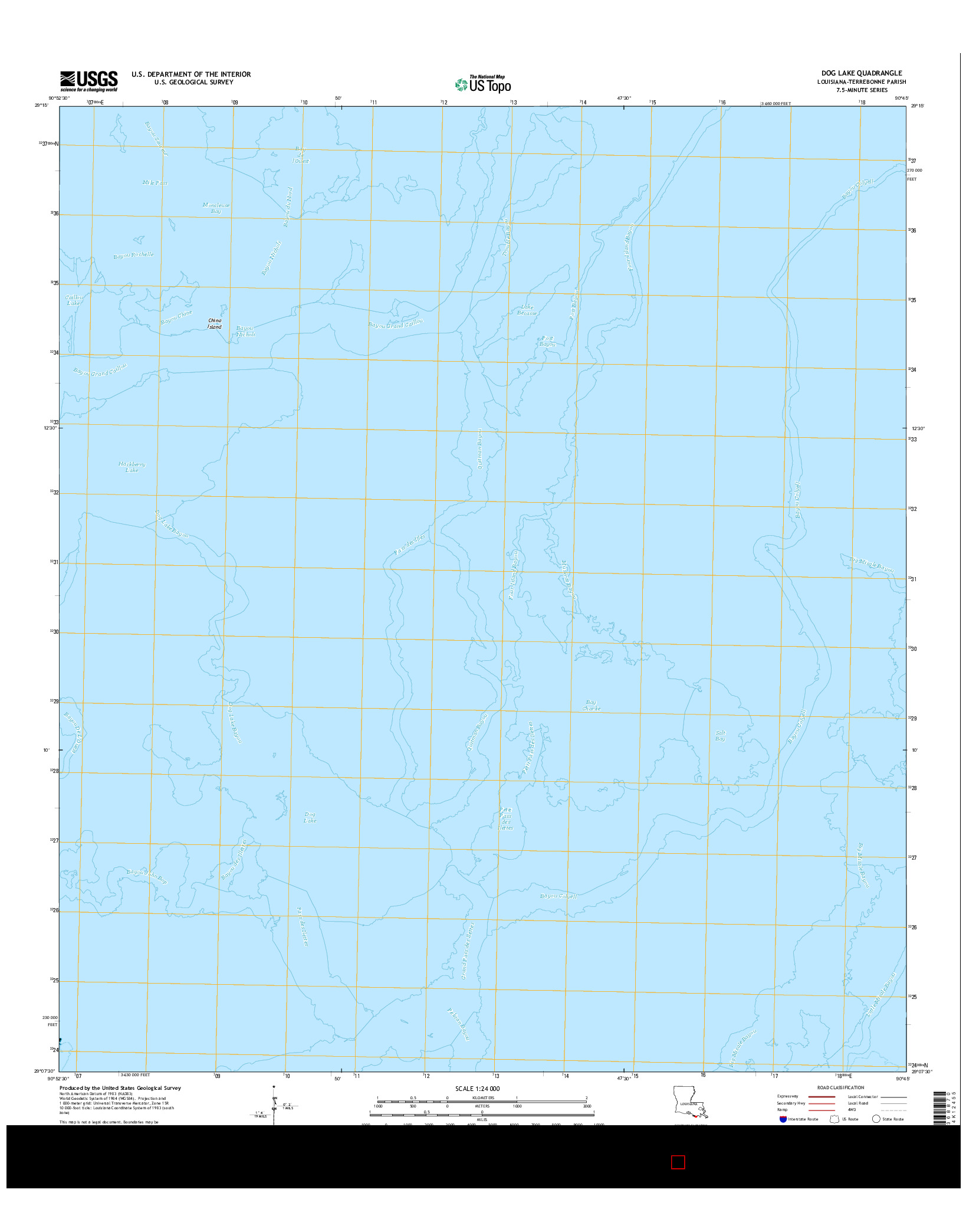USGS US TOPO 7.5-MINUTE MAP FOR DOG LAKE, LA 2015