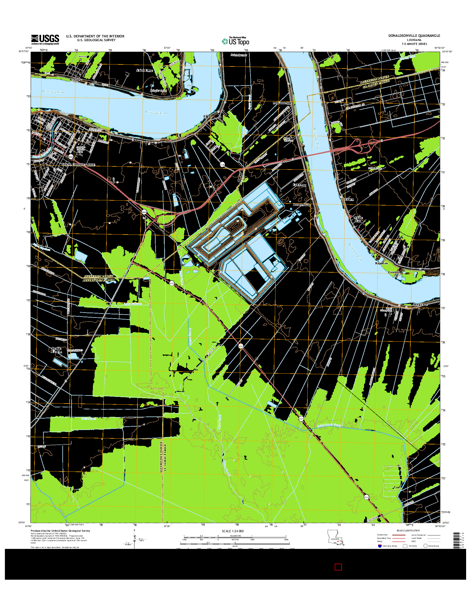 USGS US TOPO 7.5-MINUTE MAP FOR DONALDSONVILLE, LA 2015