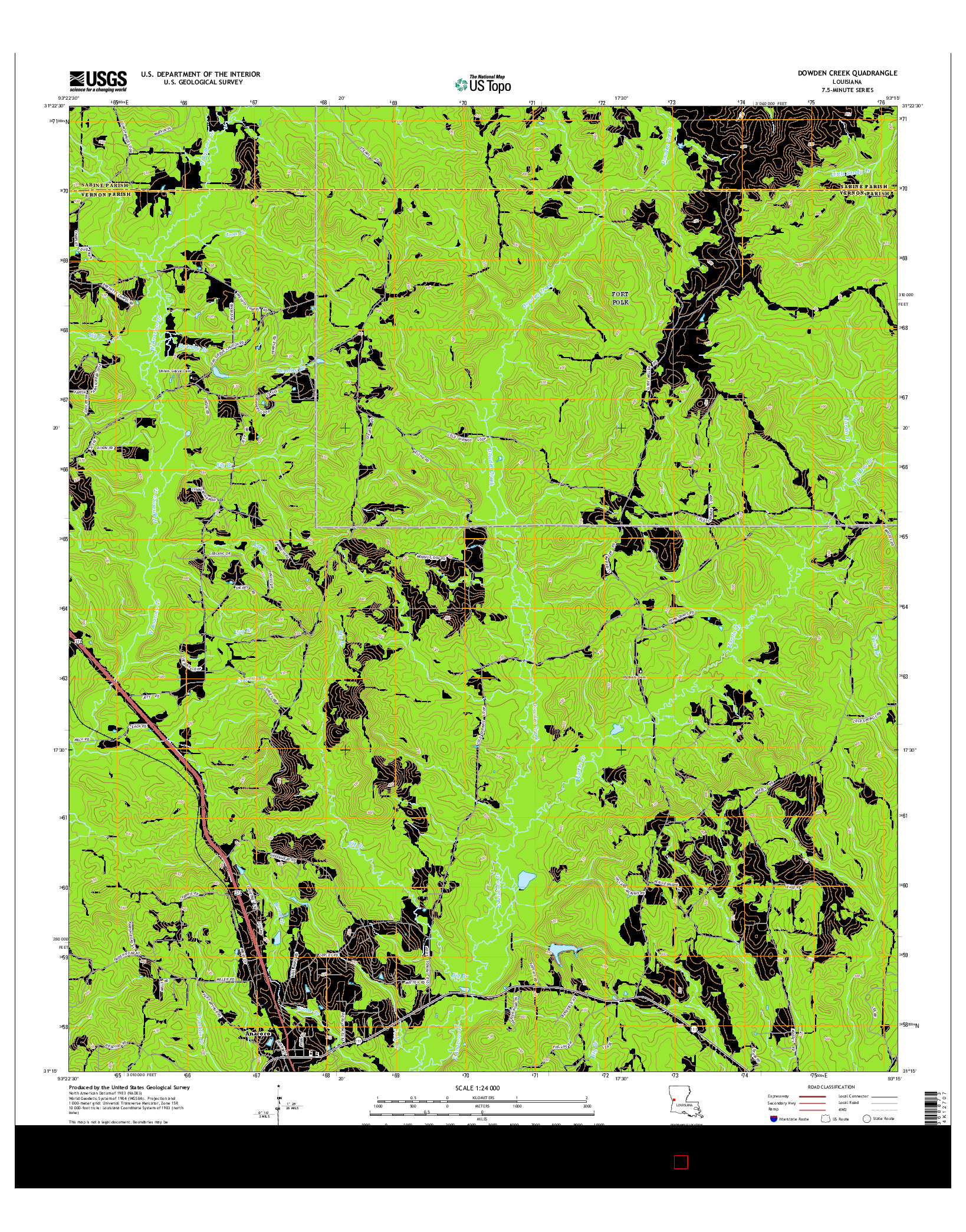 USGS US TOPO 7.5-MINUTE MAP FOR DOWDEN CREEK, LA 2015