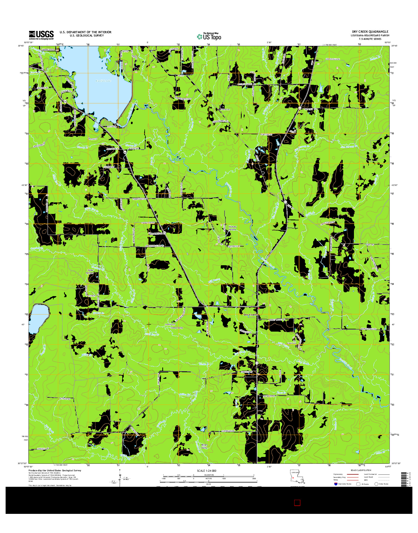 USGS US TOPO 7.5-MINUTE MAP FOR DRY CREEK, LA 2015