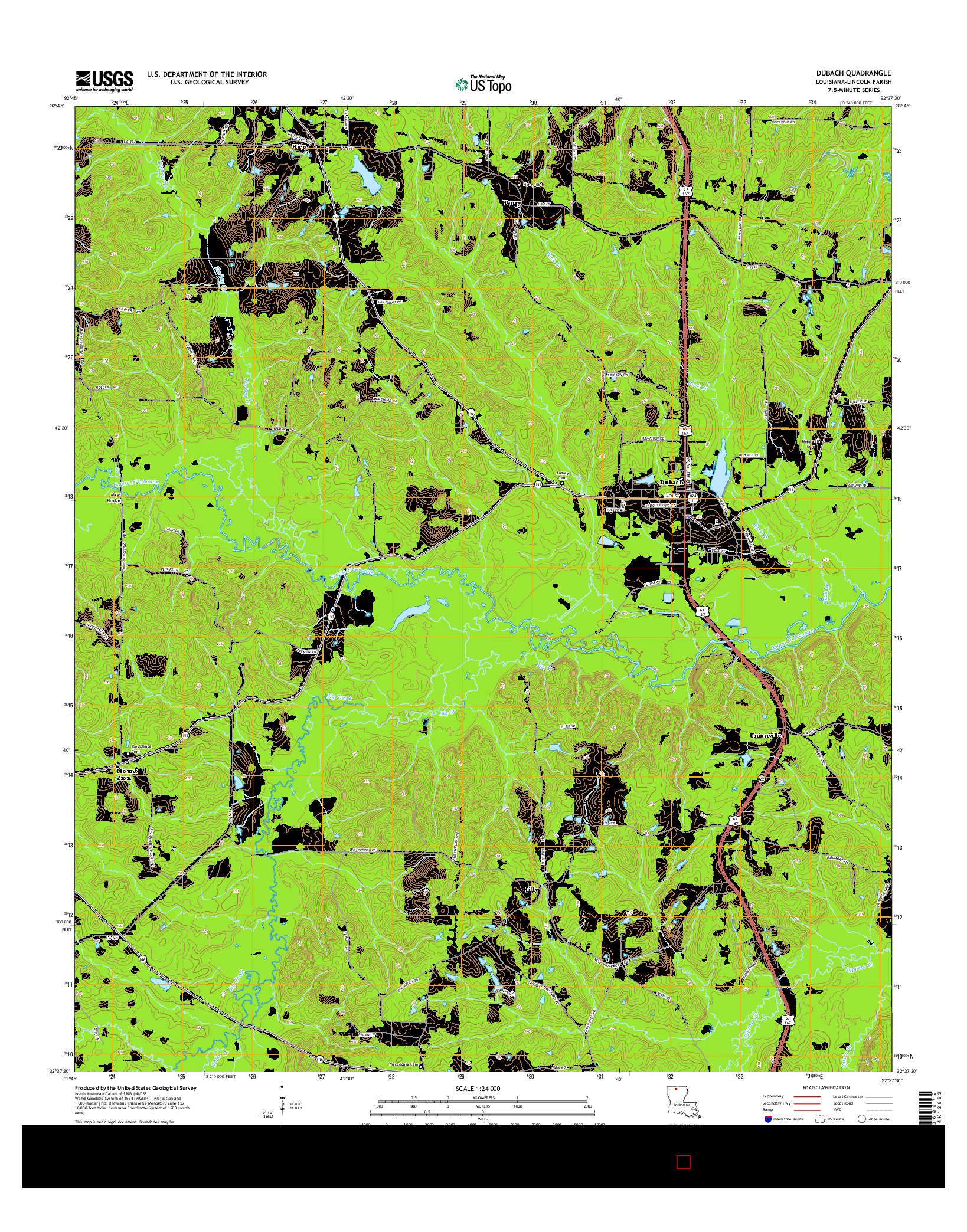 USGS US TOPO 7.5-MINUTE MAP FOR DUBACH, LA 2015