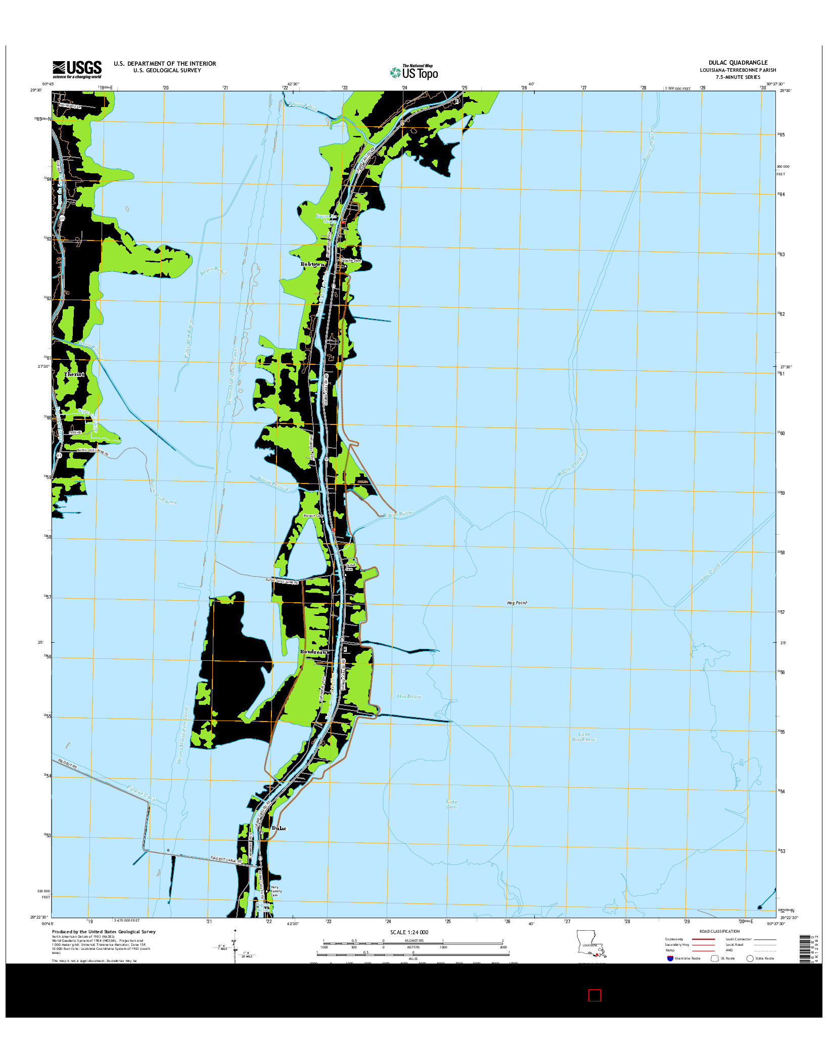USGS US TOPO 7.5-MINUTE MAP FOR DULAC, LA 2015