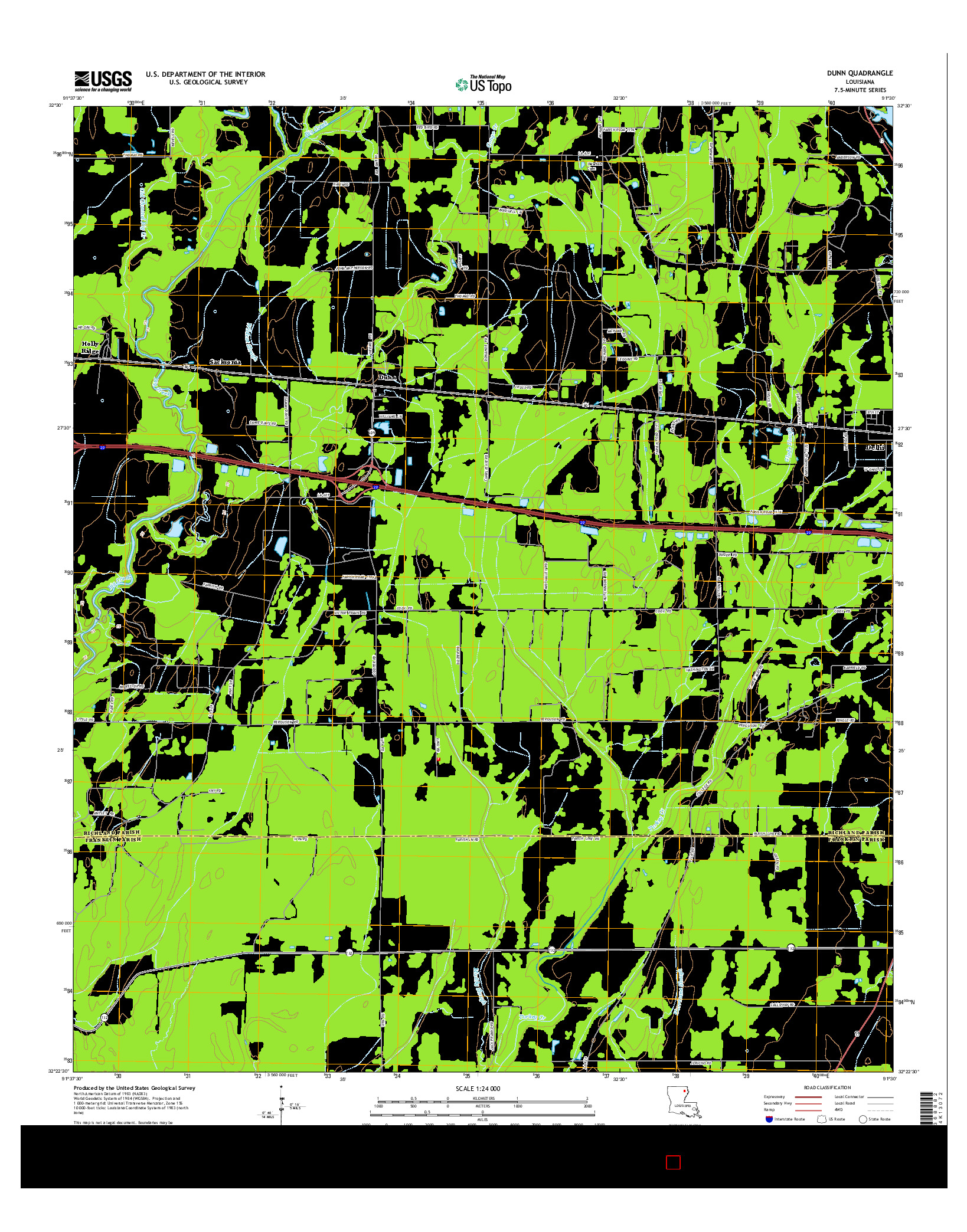 USGS US TOPO 7.5-MINUTE MAP FOR DUNN, LA 2015
