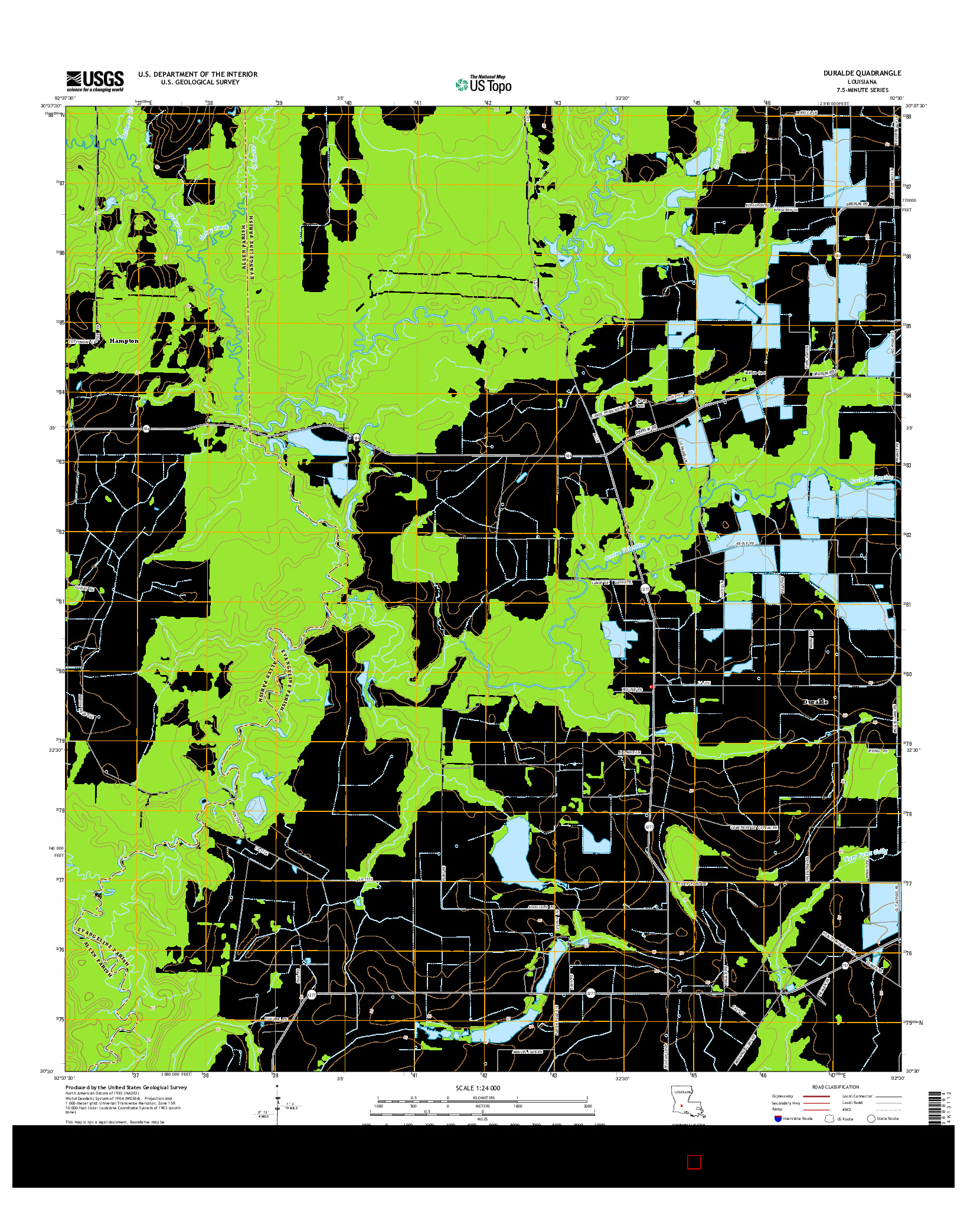 USGS US TOPO 7.5-MINUTE MAP FOR DURALDE, LA 2015