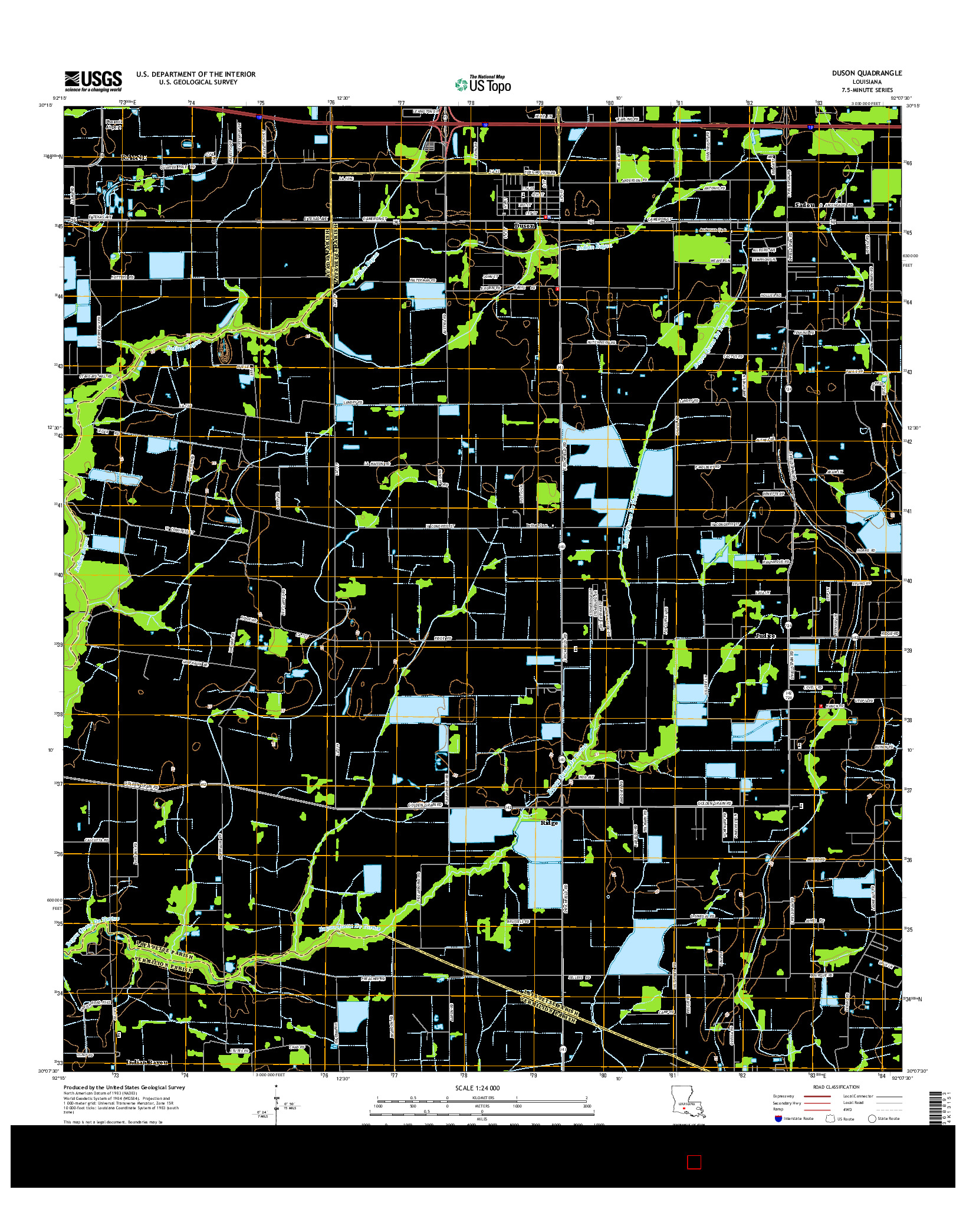 USGS US TOPO 7.5-MINUTE MAP FOR DUSON, LA 2015