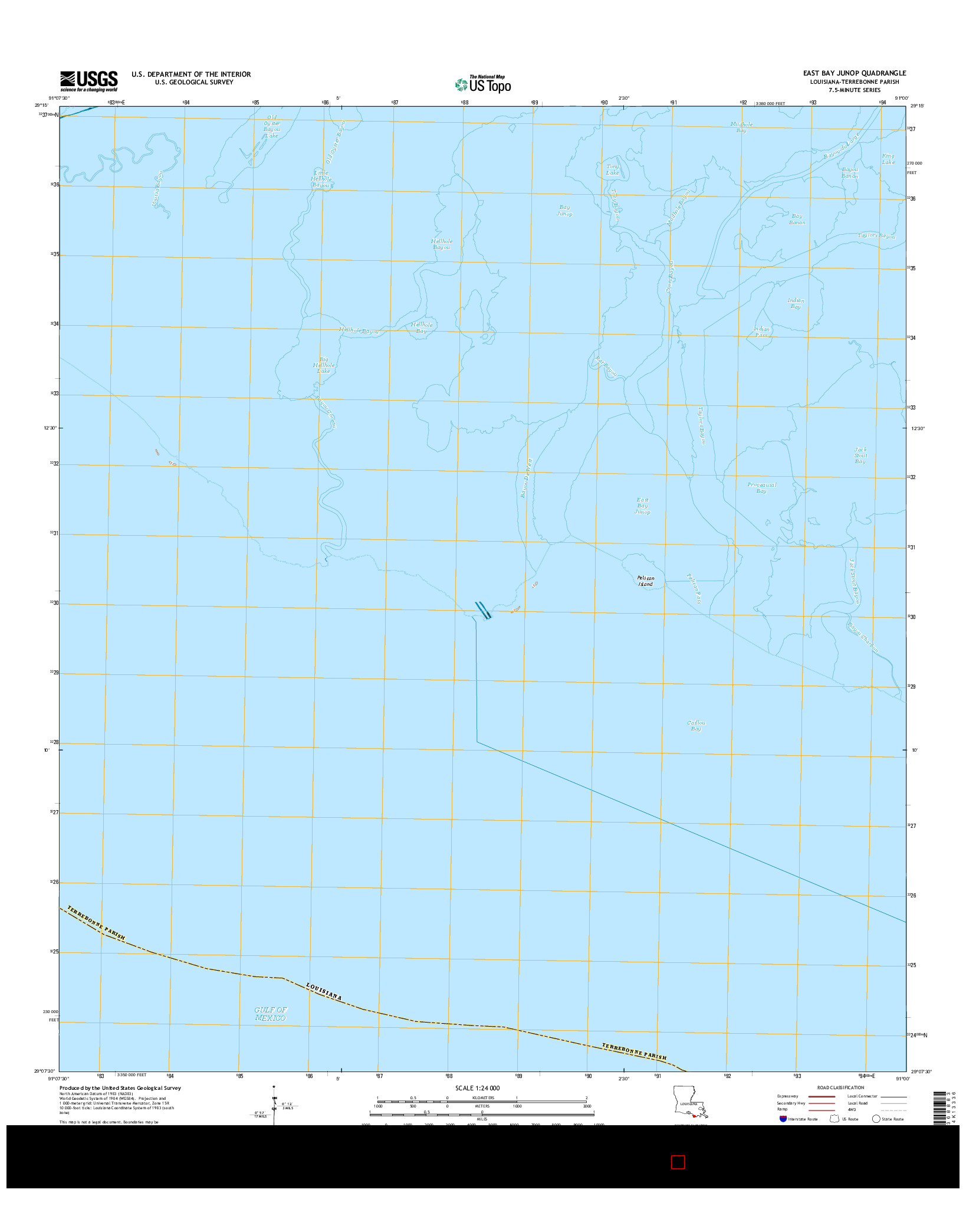 USGS US TOPO 7.5-MINUTE MAP FOR EAST BAY JUNOP, LA 2015