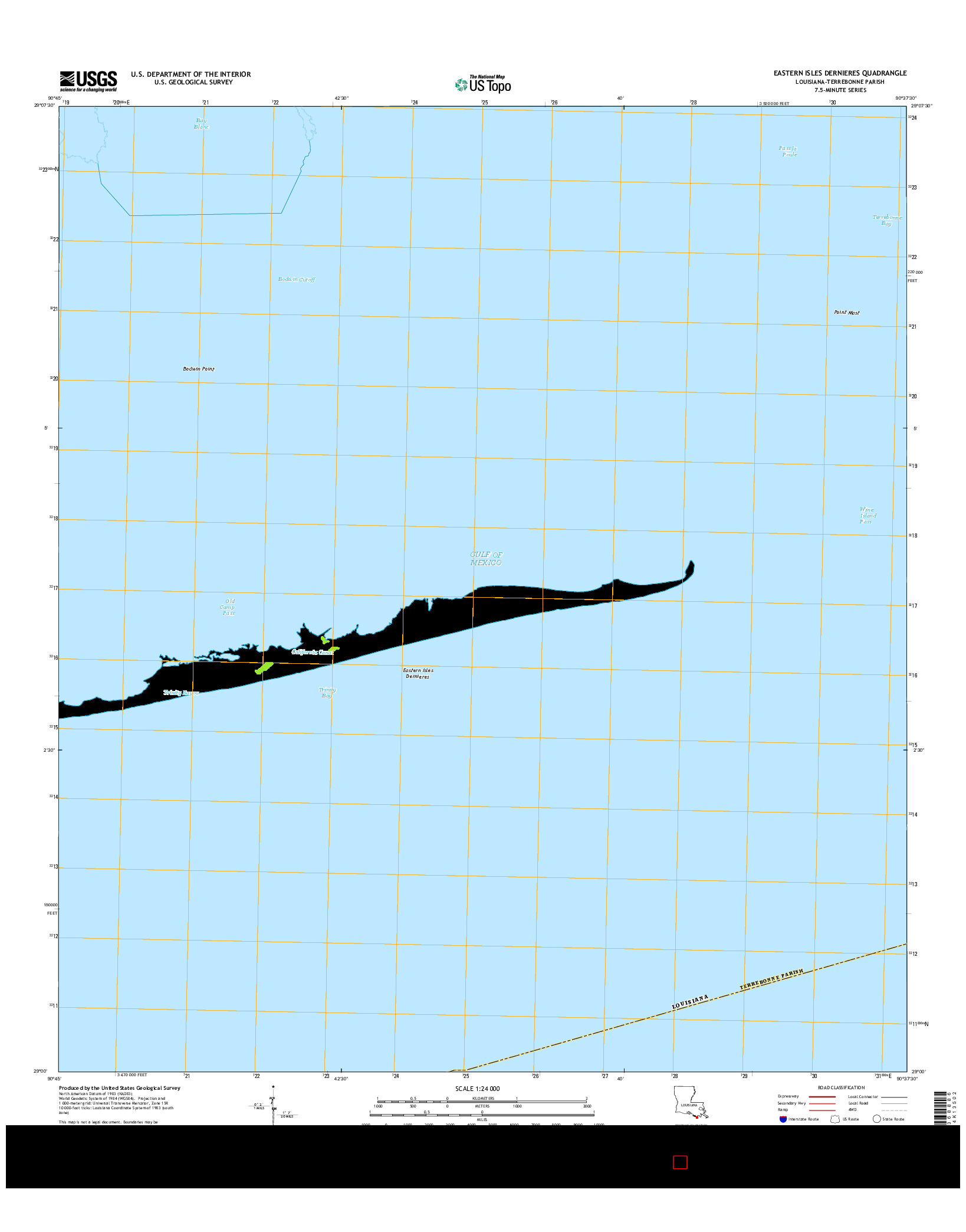 USGS US TOPO 7.5-MINUTE MAP FOR EASTERN ISLES DERNIERES, LA 2015